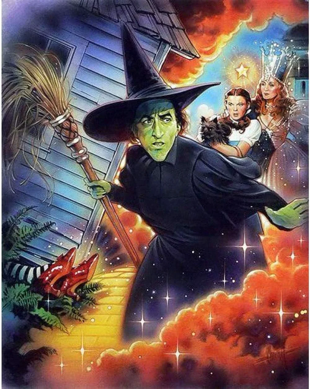 5D DIY Diamond Painting Kits for Adults Kids, The Wizard of Oz Full Drill Embroidery Cross Stitch Crystal Rhinestone Paintings Pictures Arts Wall Decor Painting Dots Kits 12x16 in