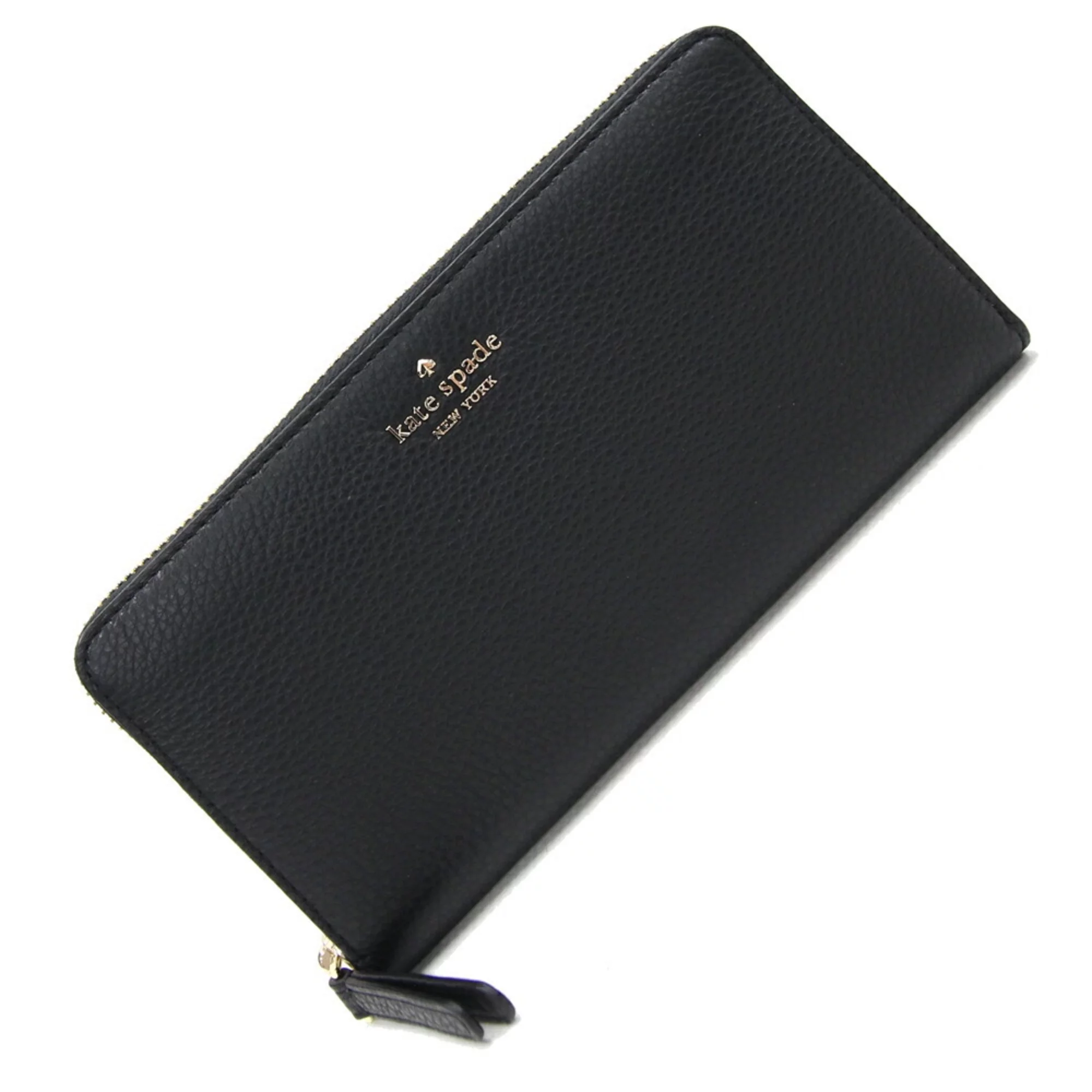 Pre-Owned Kate Spade Round Long Wallet Jackson WLRU5833 Black Leather Women's KATE SPADE (Like New)