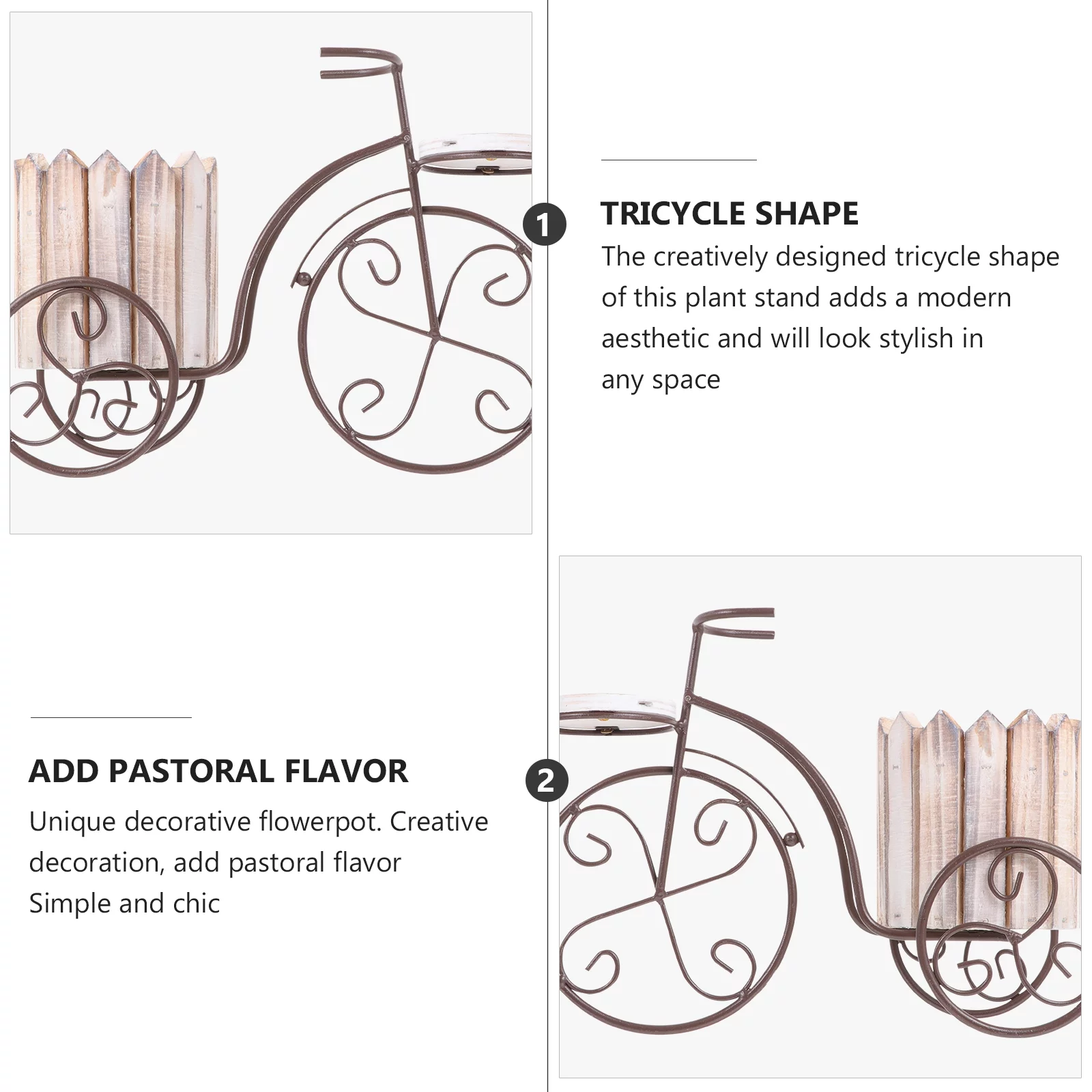 Gongxipen Iron Bike Plant Stand Rustic Style Flower Pot Cart Holder Desktop Decoration