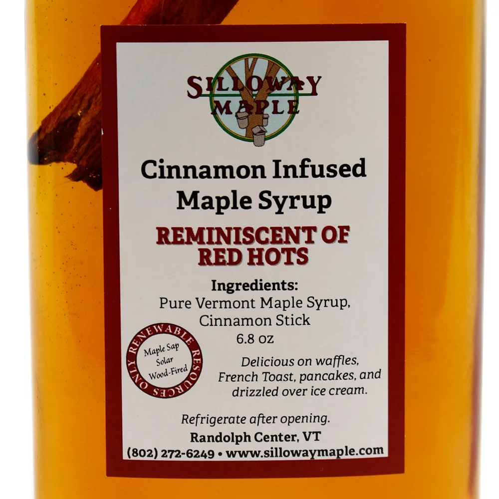 Silloway Maple Cinnamon Infused Clean Energy Maple Syrup W/Cinnamon Stick 6.8 oz