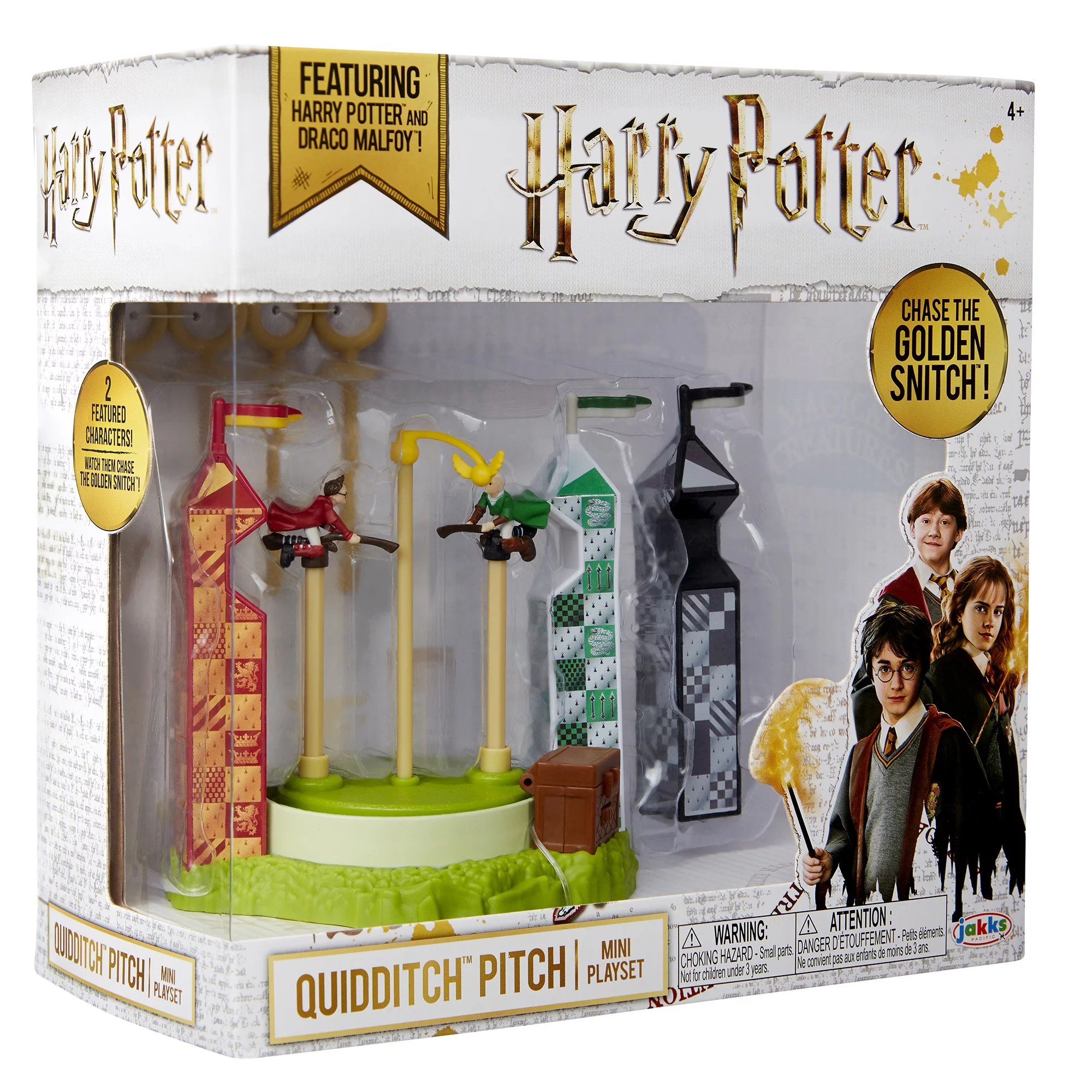HARRY POTTER Quidditch Pitch Arena Mini Playset, Featuring HP and Draco Malfoy! Chase The Golden Snitch!