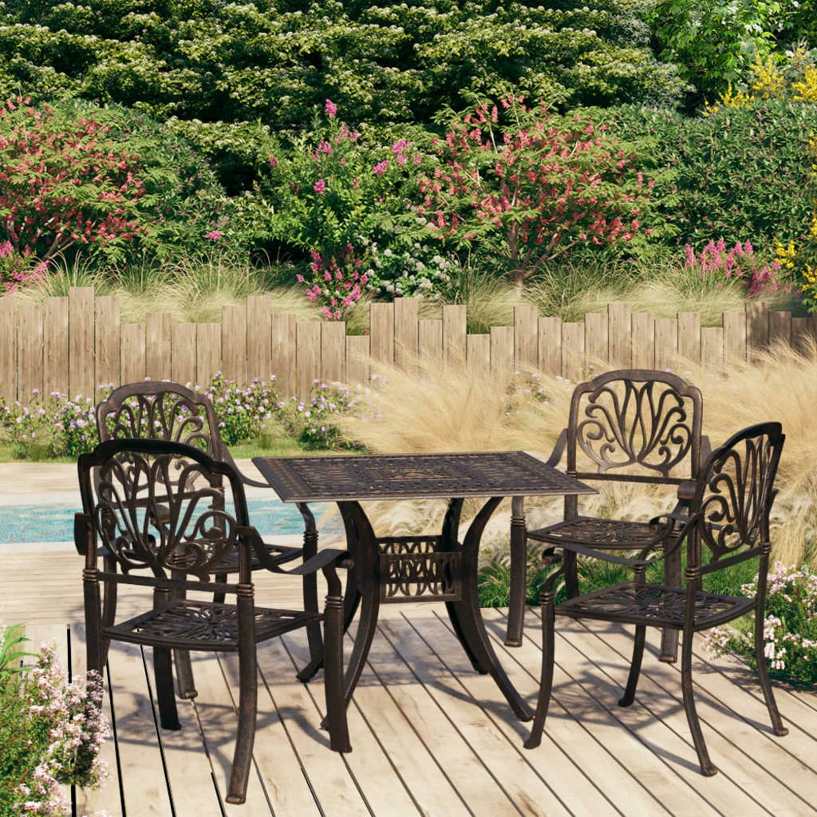 OWSOO 5 Piece Bistro Set Cast Aluminum Bronze