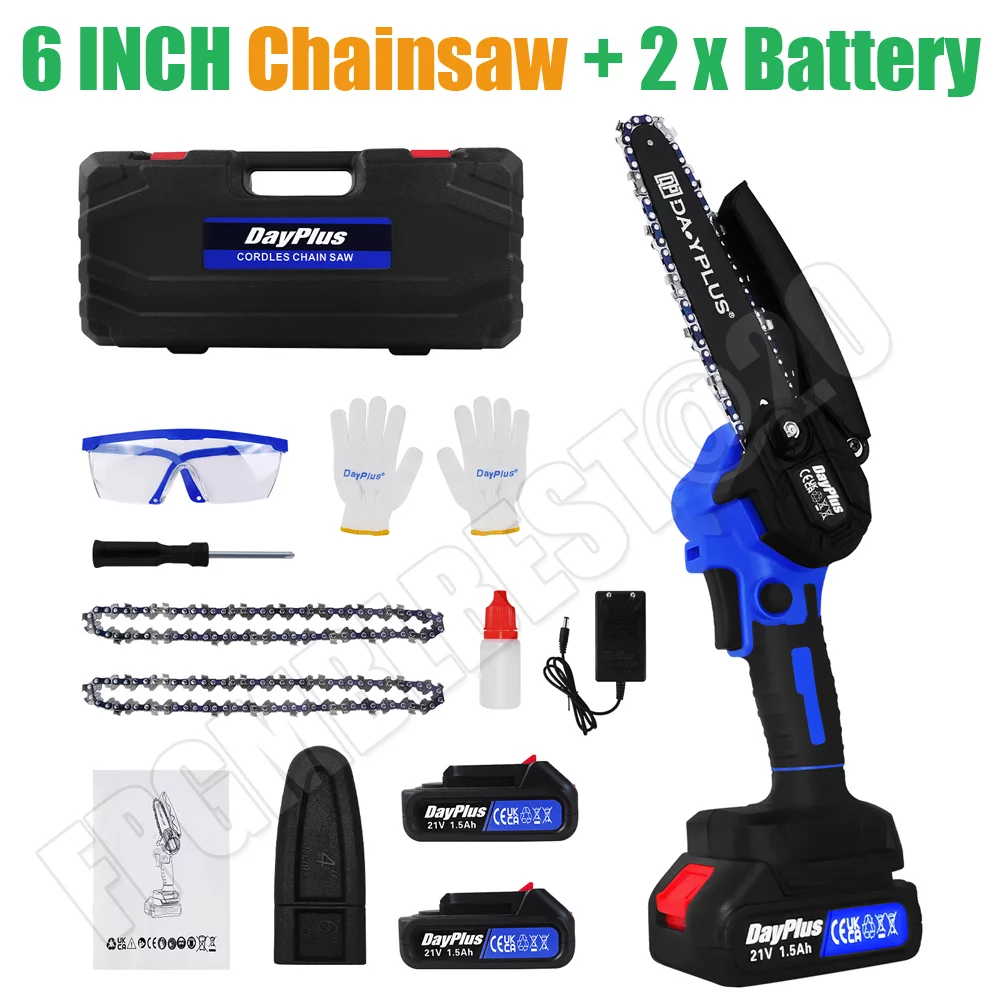 Dayplus Brushless Mini One-Hand Saw Woodworking Electric Chain Saw Wood Cutter 6 INCH