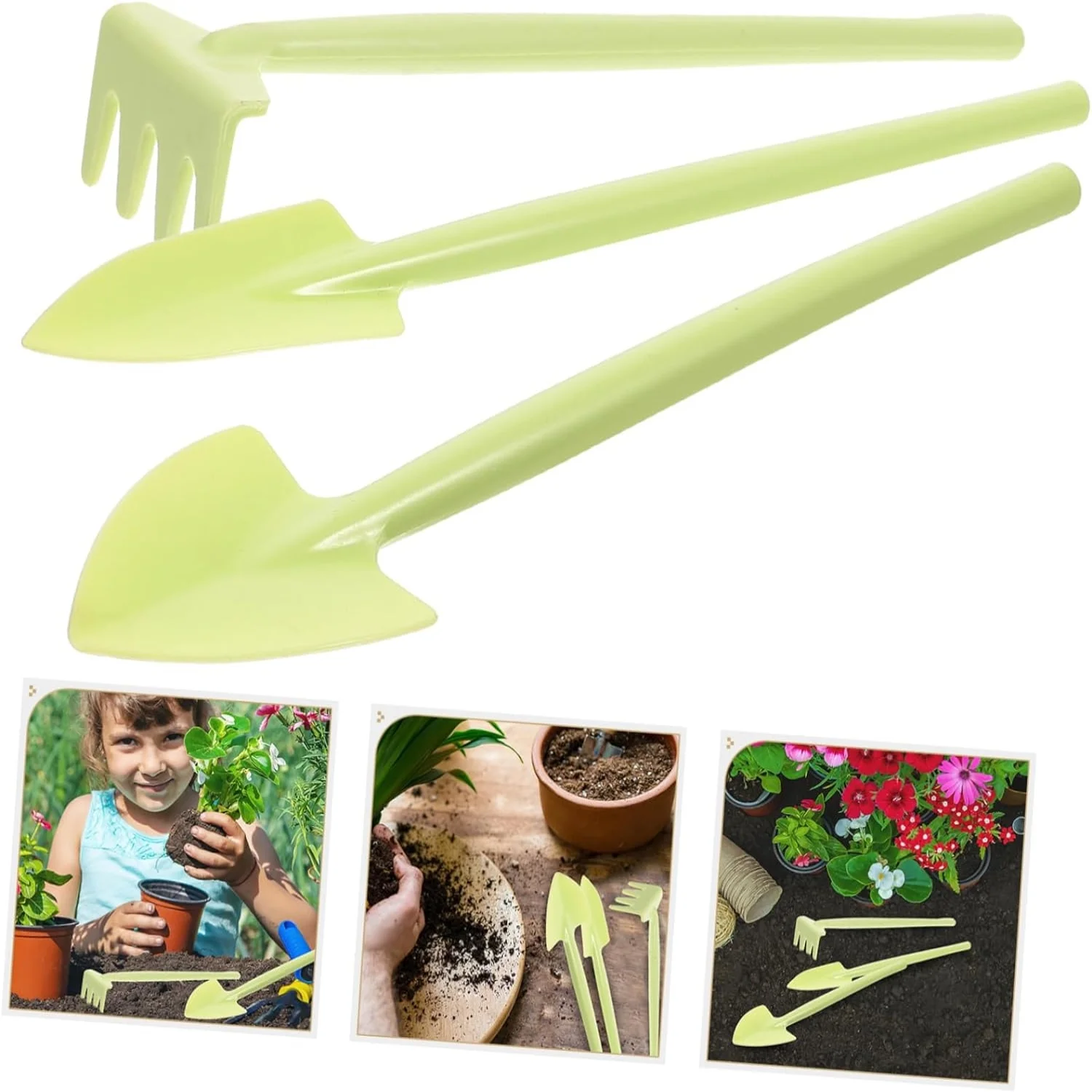 1 Set Gardening Three Piece Set Gifts Terrarium Kit Plant Care Kit The Gift Hand Rake Garden Tool Planting Trowel Root Trowel Mothers Day Gardening Child Mini Plastic Hoe