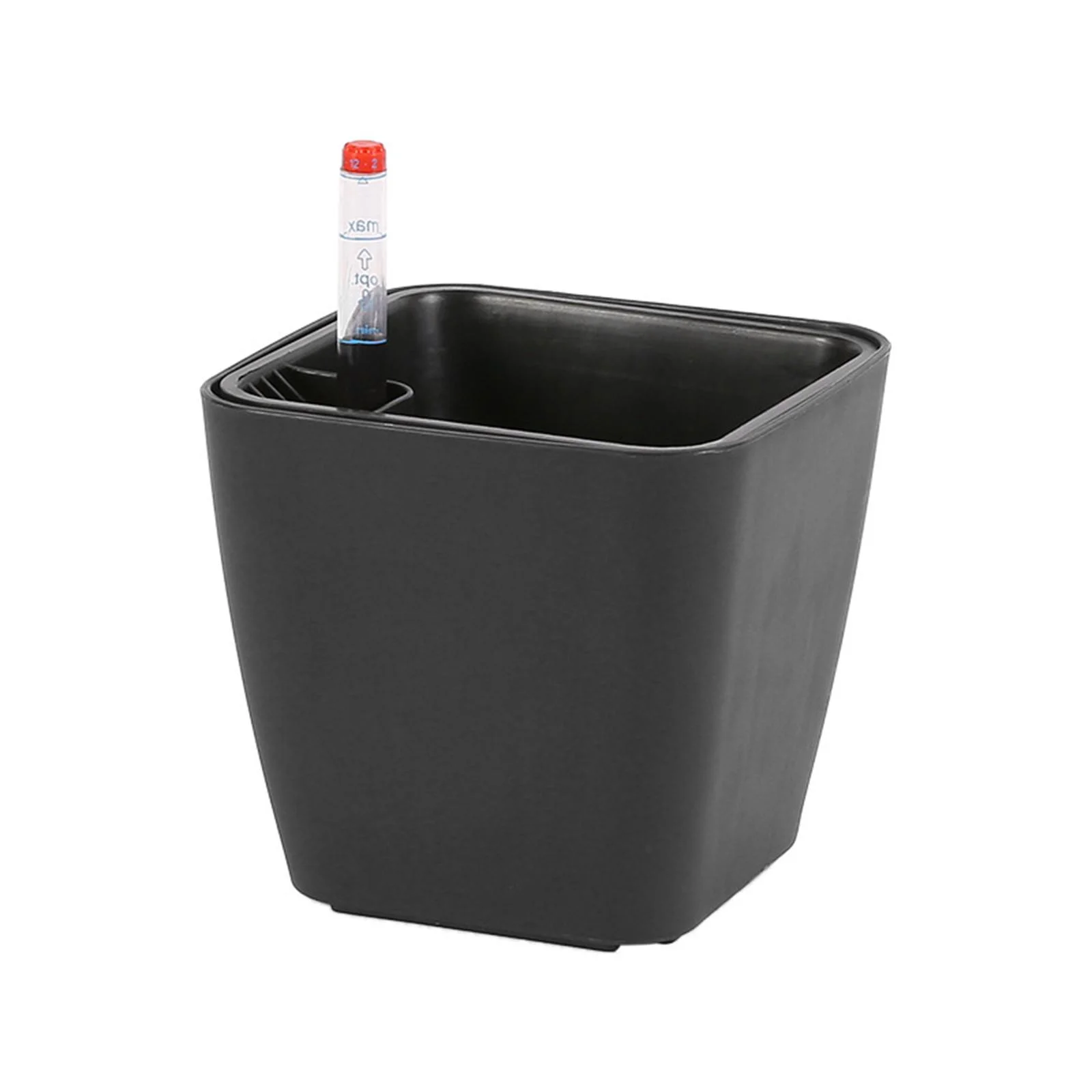 SunniMix Self Watering Plant Pot with Water Level Indicator for Orchids Cacti Black