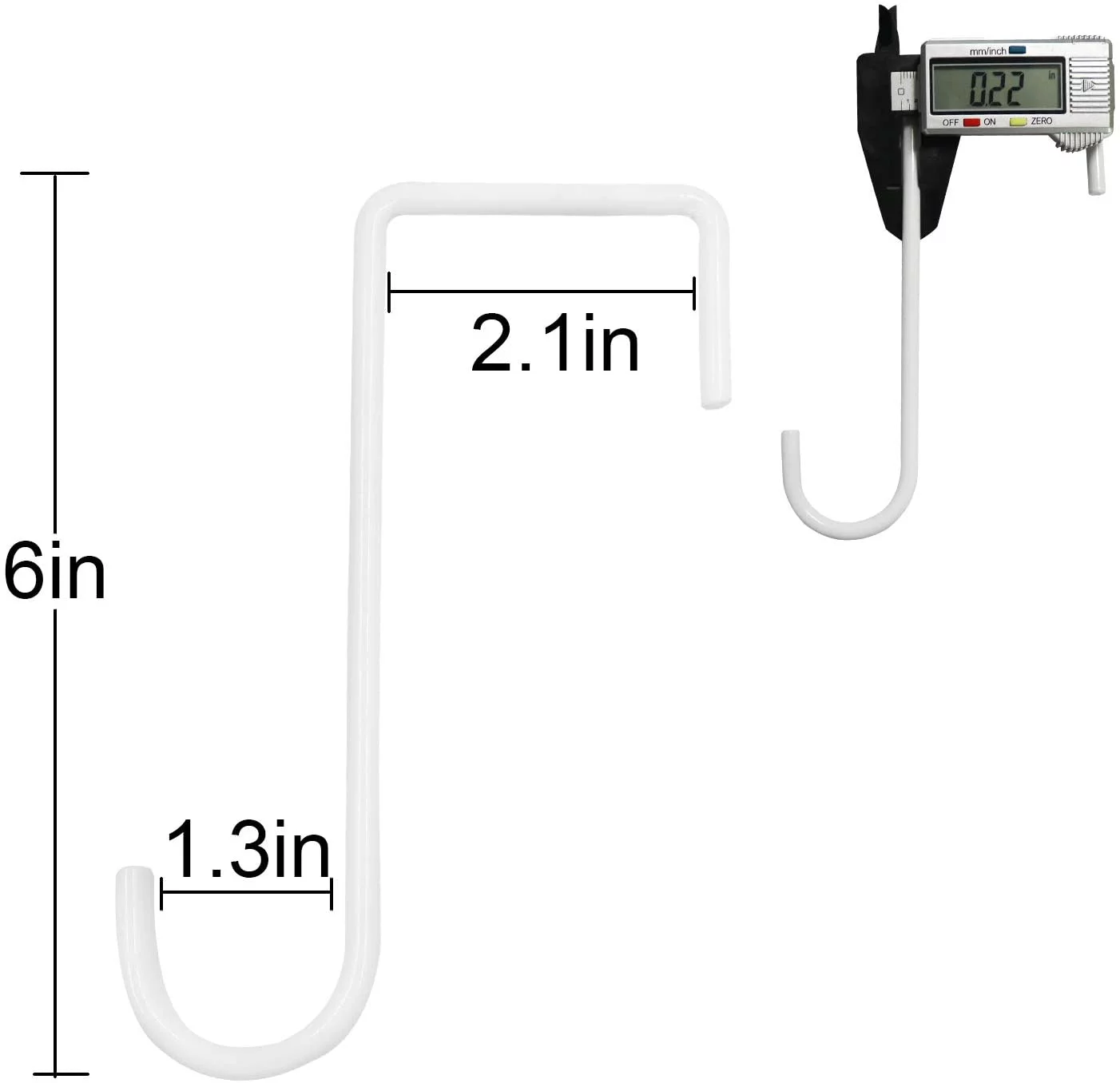 6 Pack 2 x 6 inch Vinyl Fence Hooks Patio Hooks White Powder Coated Steel Hangers fits Easily for Indoor & Outdoor Hanging Lights, Plants & Planters, Bird Feeder, Pool Equipment