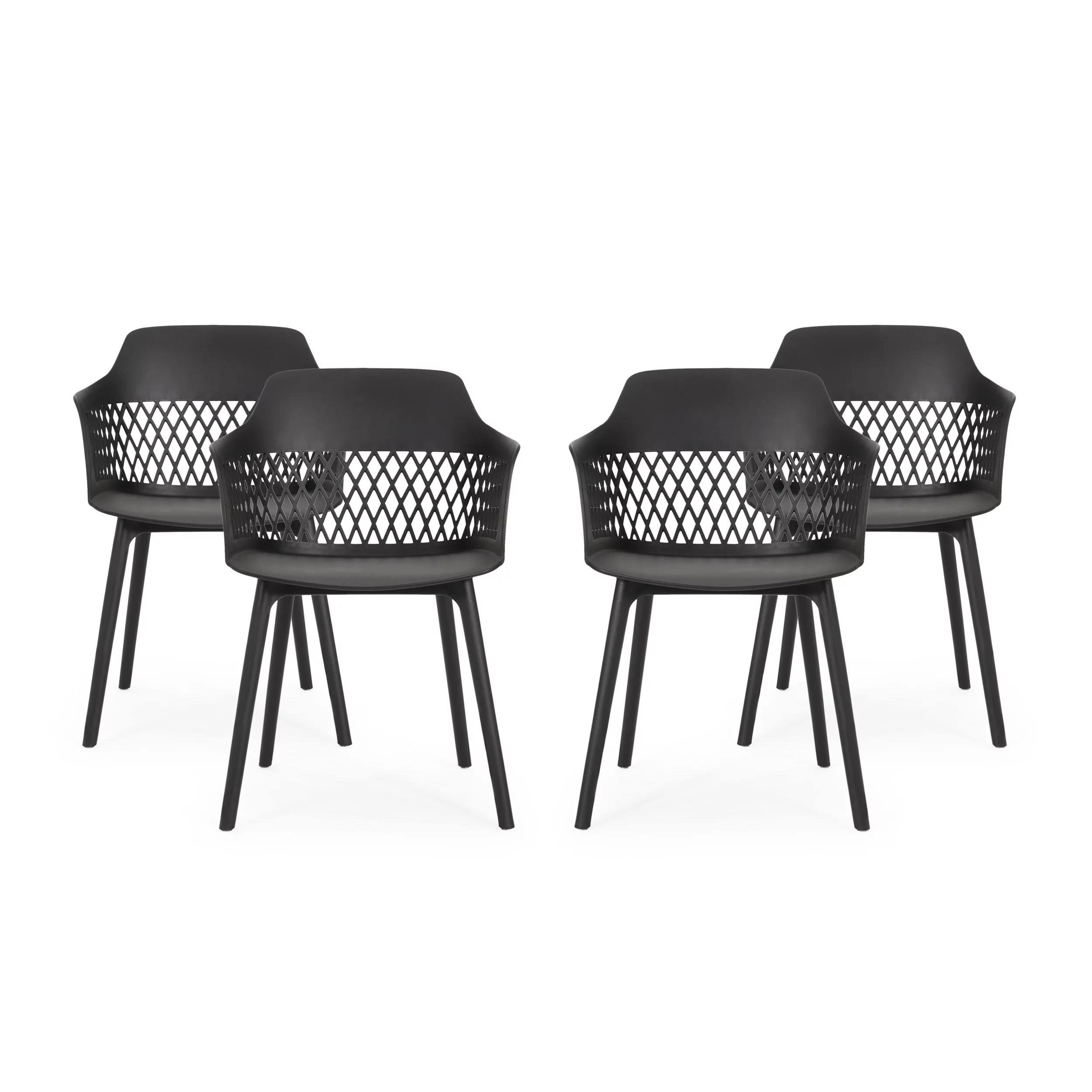 GDF Studio Airyanna Outdoor Modern Dining Chair, Set of 4, Black
