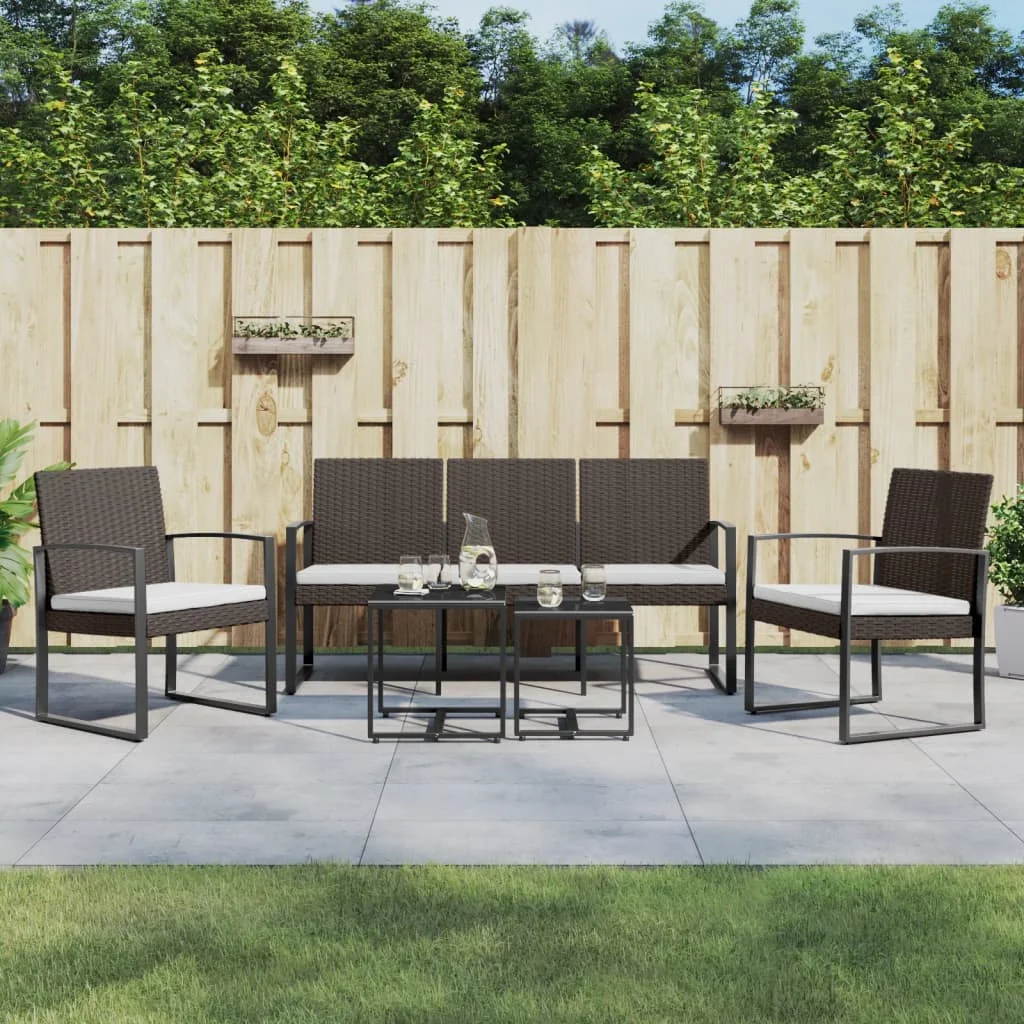 Suzicca 5 piece Patio Dining Set with Cushions Brown Rattan