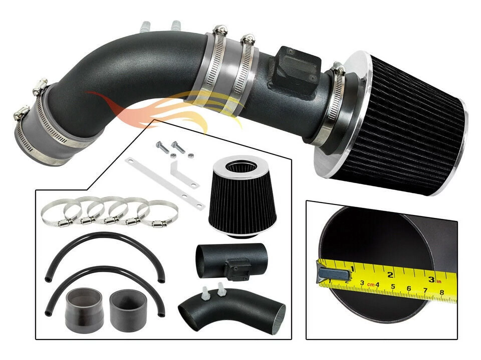 RW SERIES - MATTE BLACK PIPE GRAY - SHORT RAM INTAKE Compatible For 04-07 Honda Accord 2.4L L4 SULEV
