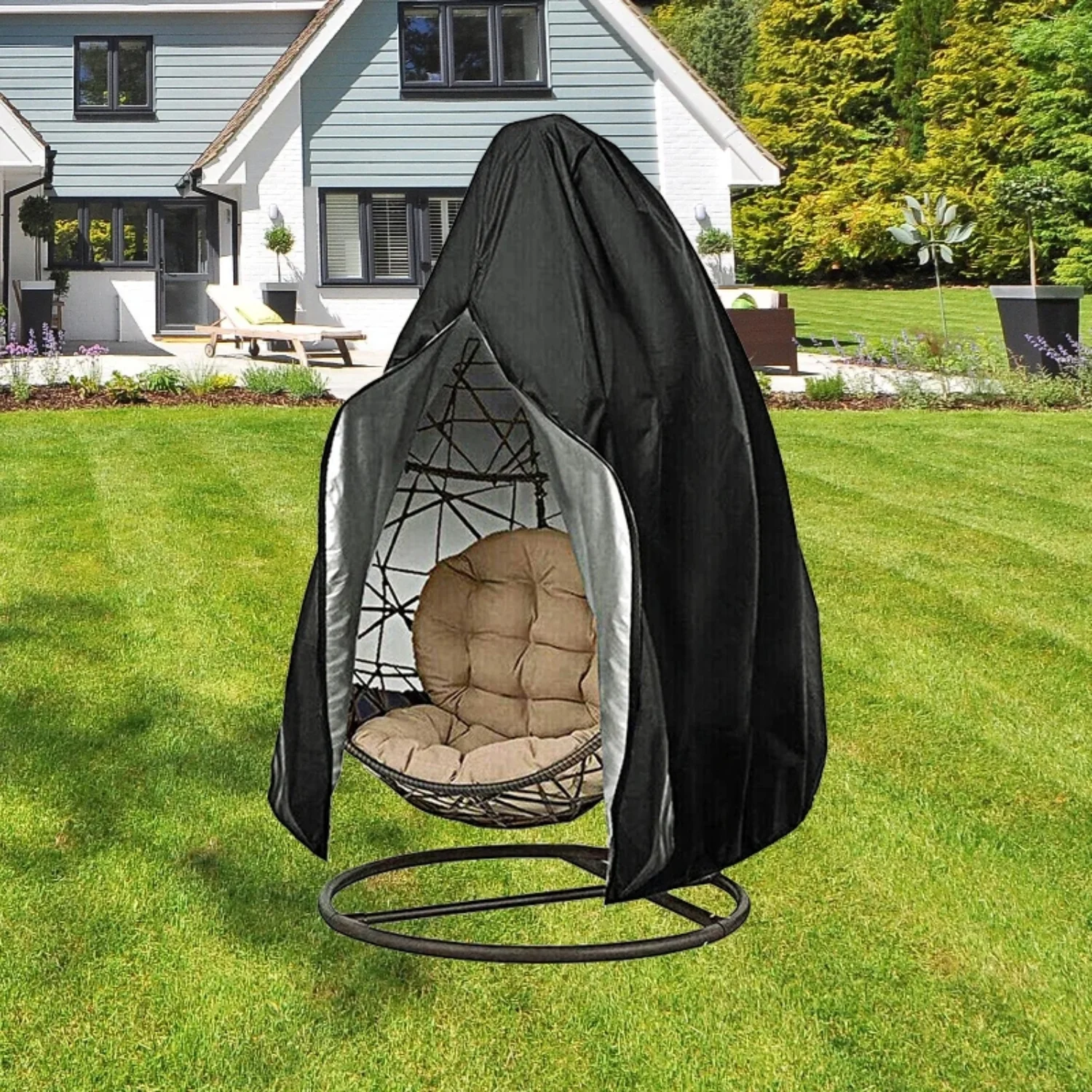 Zippered Patio Egg Chair Covers - Stylish and Durable Covers for Large Wicker Egg Swing Chairs - Protect Your Outdoor Furniture from Sun  Rain  and Dust - Easy to Use and Clean - High-Qua