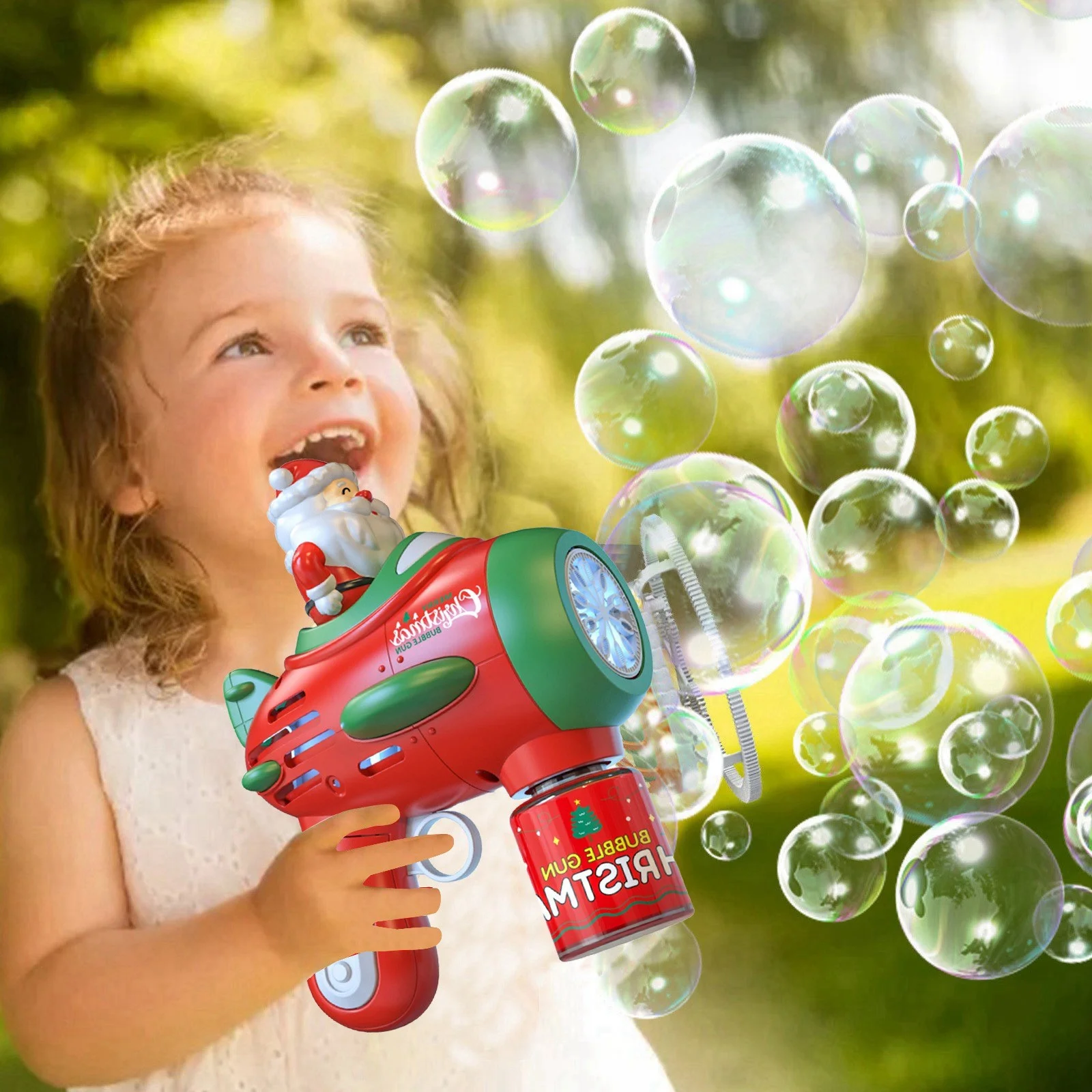 XZZjjl 4th of the July Garage Kits 90Ml Christmas Bubble Machine Children'S Fully Automatic Internet Santa Electric Bubble Children'S Toy Gift