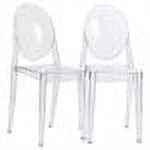 Modern Contemporary Kitchen Clear Dining Chairs Set of Two Clear (Outdoor and Indoor)