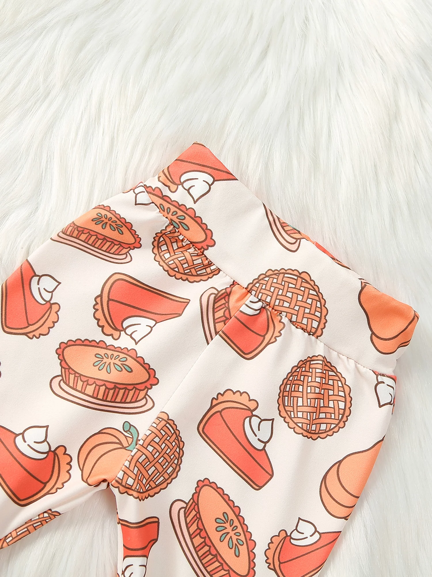 HOANSELAY Baby Girl 2Pcs Thanksgiving Outfits Long Sleeve Sweatshirt + Pie Print Flare Pants Set