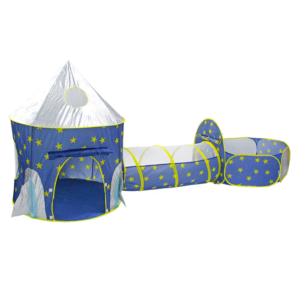 Polyester Kids Play Tent with Tunnel and Ball Pit, Private Room for Sleep and Play, Exercise Crawling Ability, Carrying Bag Included