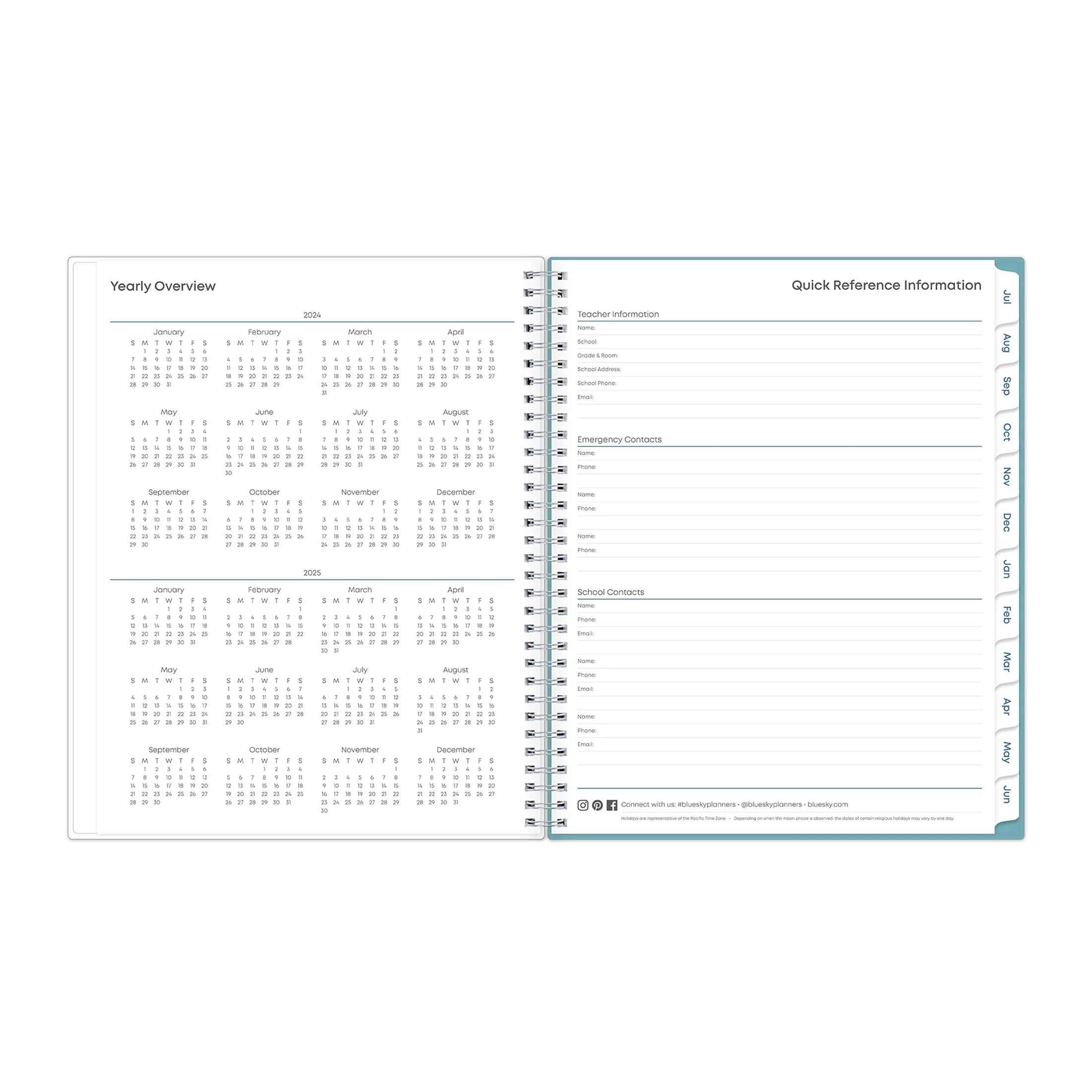 2024-2025 Teacher Lesson Planner, 8.5x11, Blue Sky, Teacher Dots
