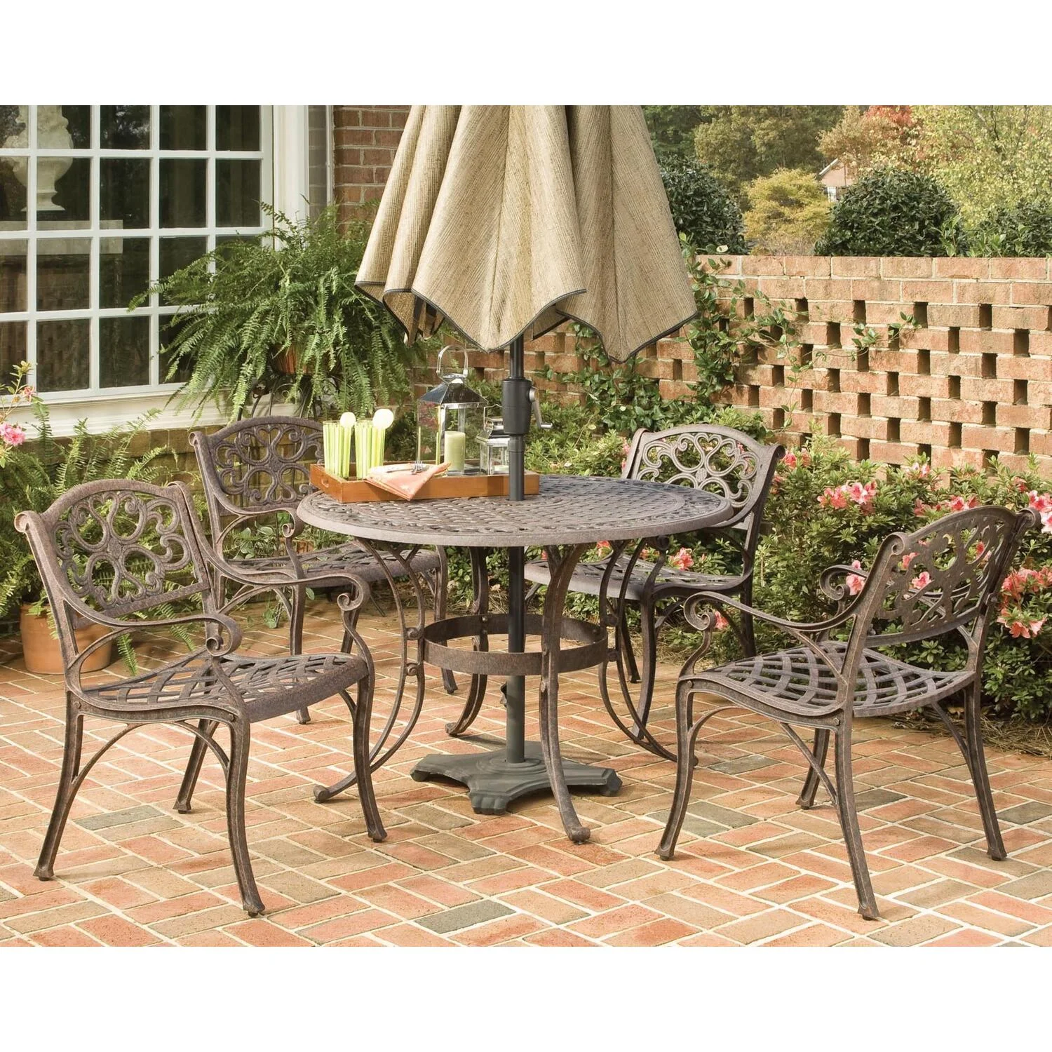 Homestyles Sanibel Aluminum 5 Piece Outdoor Dining Set in Bronze