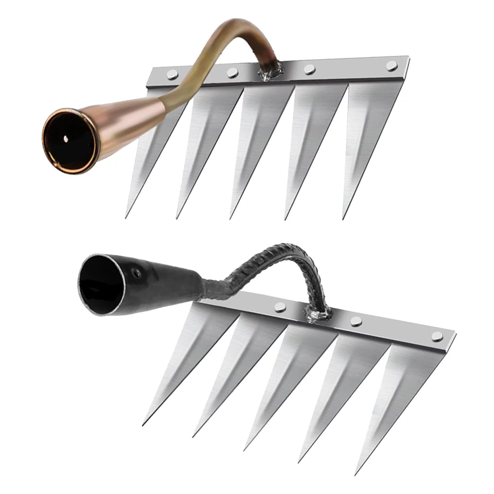 2Pcs Heavy Duty ing Hoe Rake Harrow Garden Lawn Leveling Loosen Planting Hand Tool Agricultural Vegetable , 5 Brass 5