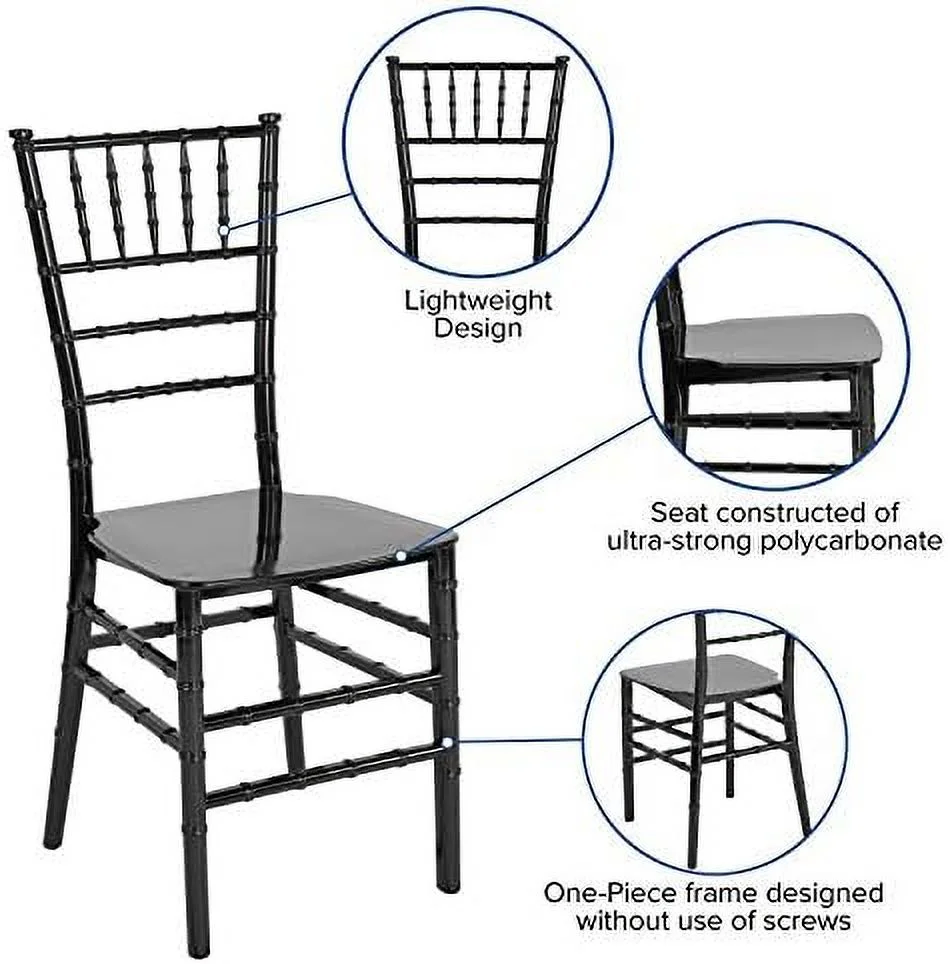 TJUNBOLIFE Mahogany Stackable Resin Chiavari Chair
