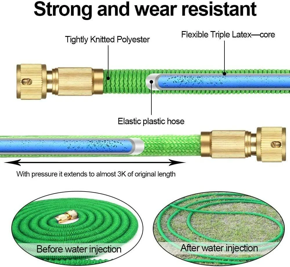 2 Pack Expandable Garden Hose, 75ft Each Garden Hose Flexible Water Hose 3-Layer