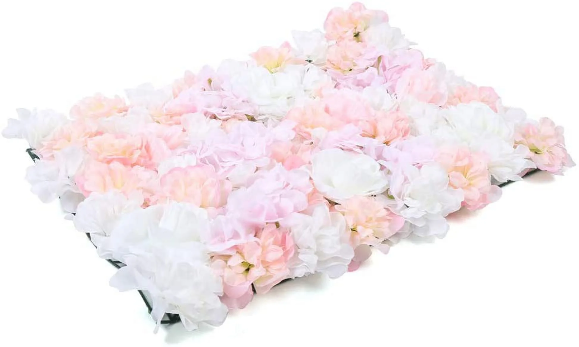MONIPA Artificial Greenery Panels, 23.6X15.7in Fake Rose Flowers for Wall Decoration,Pink Flower Wall Backdrop