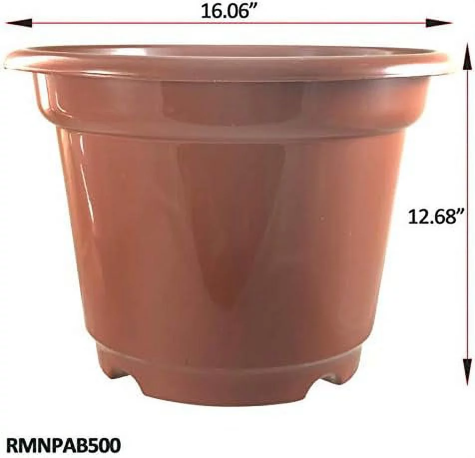 AB500 6 Set(Pots Trays) Diamete 16.06Xheight 12.68'' 14 Trade-Gallon Brick Red Plastic Pots With Tray For Flowe Vegetable Fruit Tree Nursery Seedling Indoor Outdoor Garden