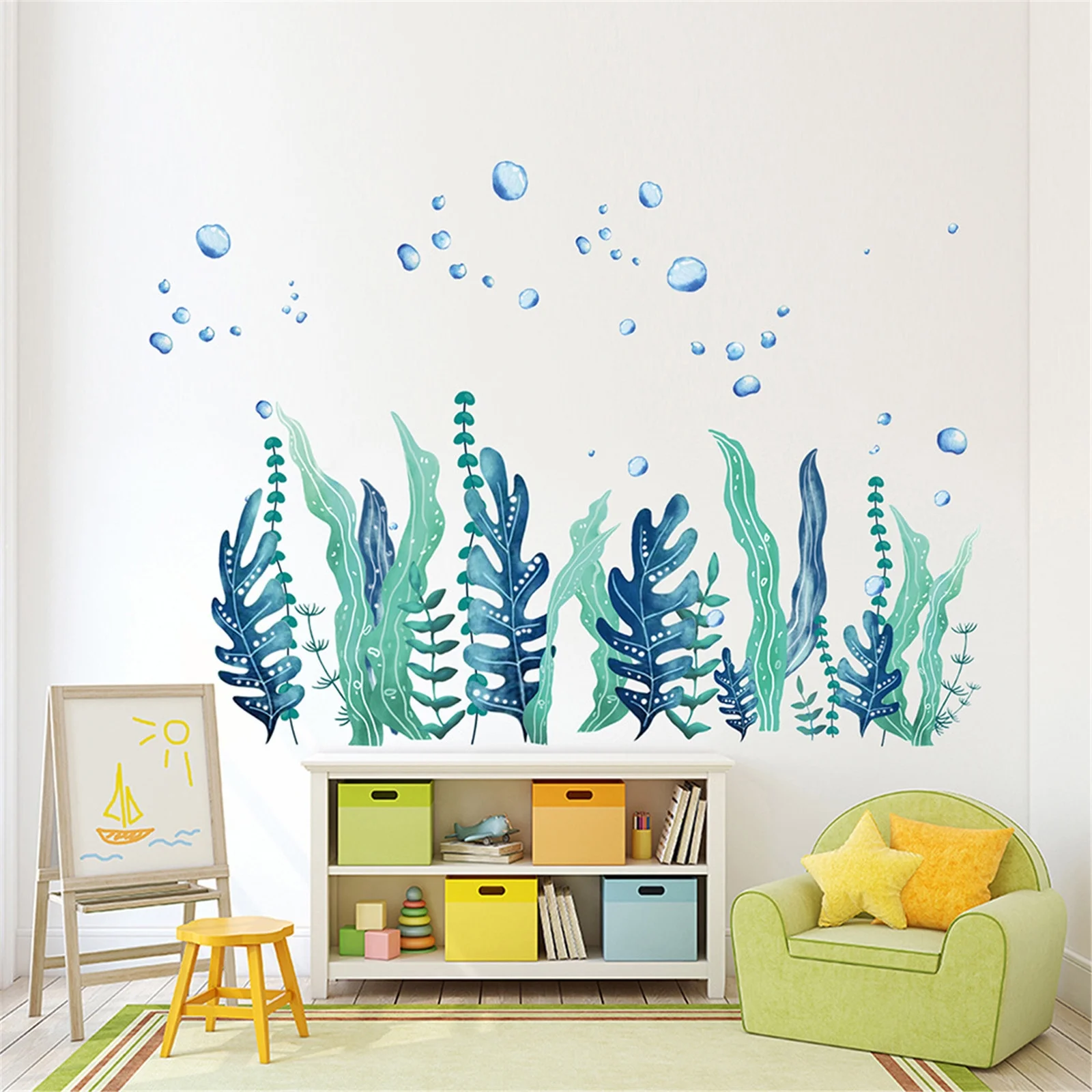 1PC Retro Seaweed Bubble Sticker Self-Adhesive DIY Waterproof Tile Wall Sticker Sayings for Walls Stickers Mirrors Wall Arch Decal 3d Wall Decal Beautiful Wall Decal Toddler Room *6PCS