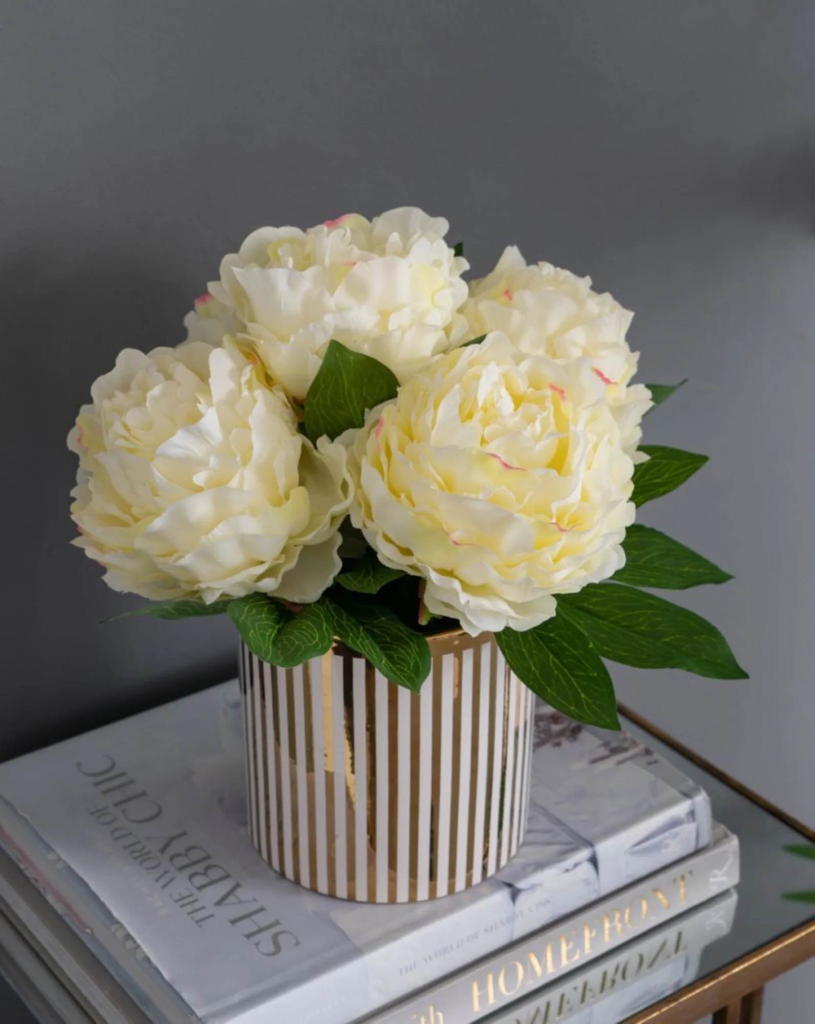 CC Home Furnishings Potted Artificial Peonies Arrangement - 12