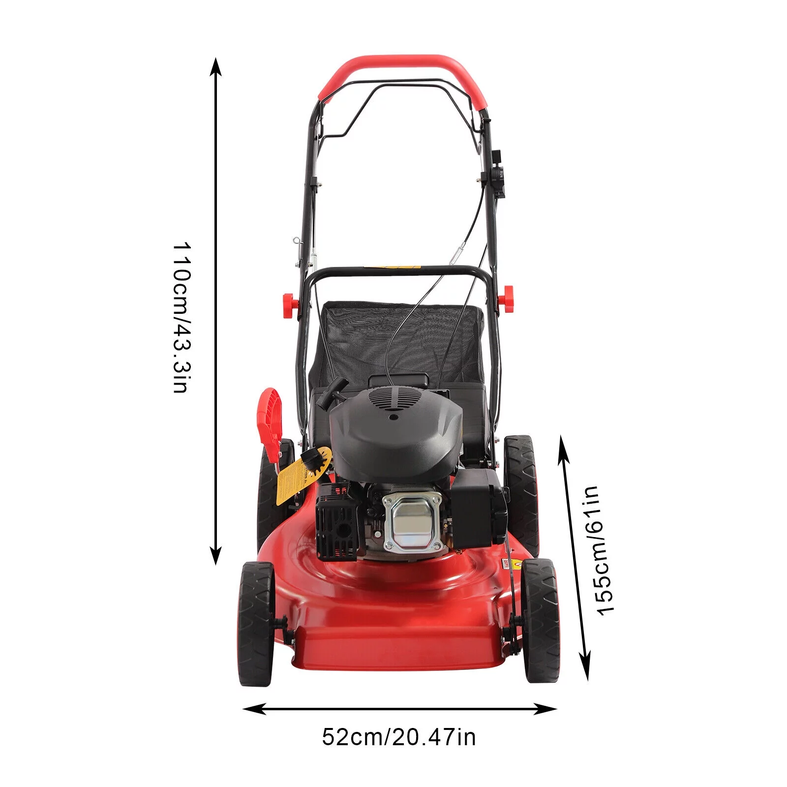 173cc 4-Stroke Engine Gas Powered Lawn Mower Walk-Behind+Grass Collecting Bag