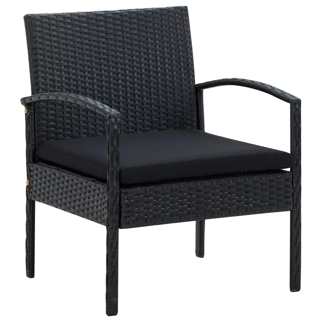 Patio Chair with Cushion Poly Rattan Black