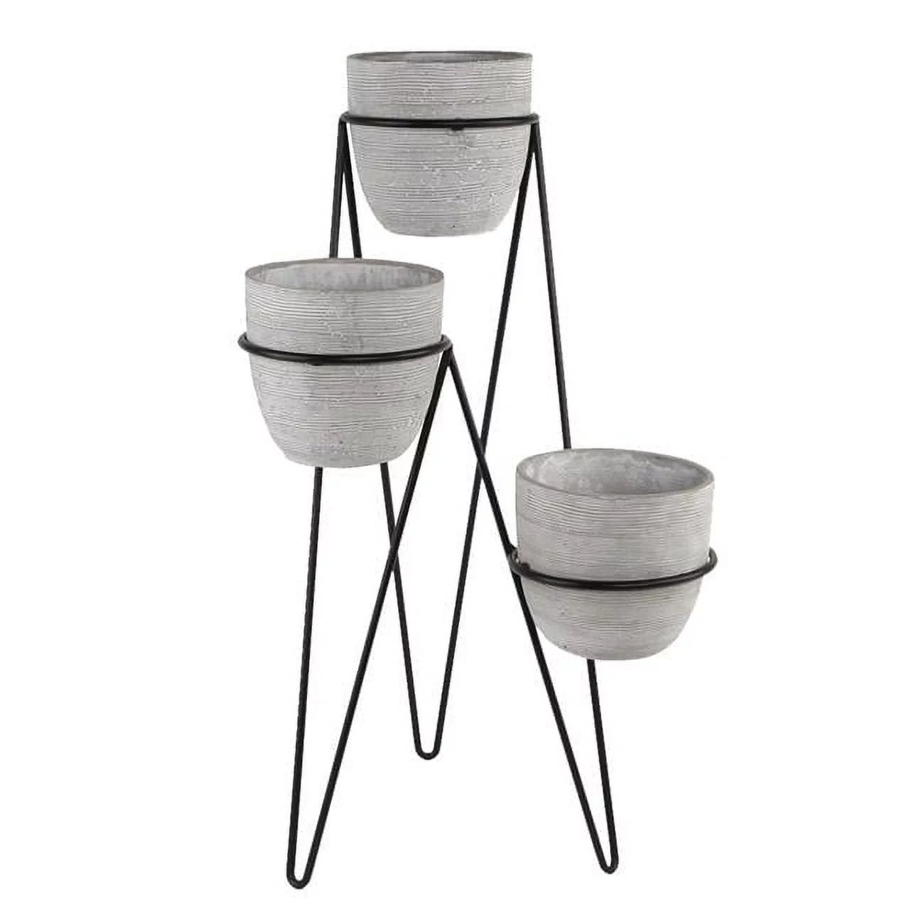 Flora Bunda EM1749E-GY 26' Tall 3-TIER LAVA Grey CEMENT POTS