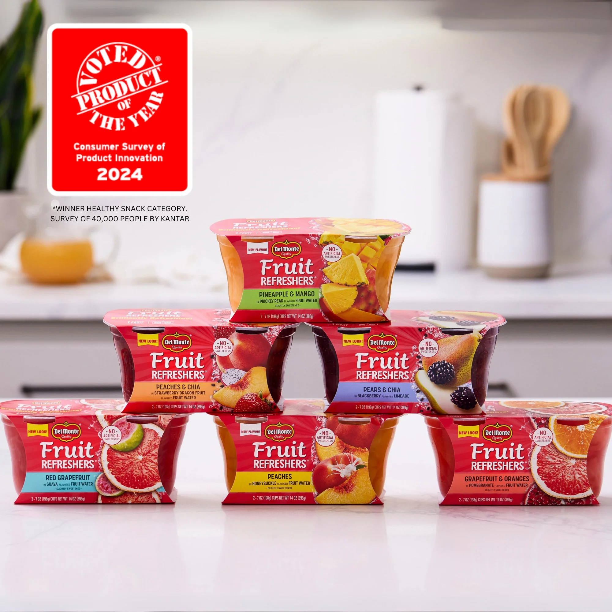 (2 Cups) Del Monte Fruit & Chia Pear & Blackberry Fruit Cups, 7 oz