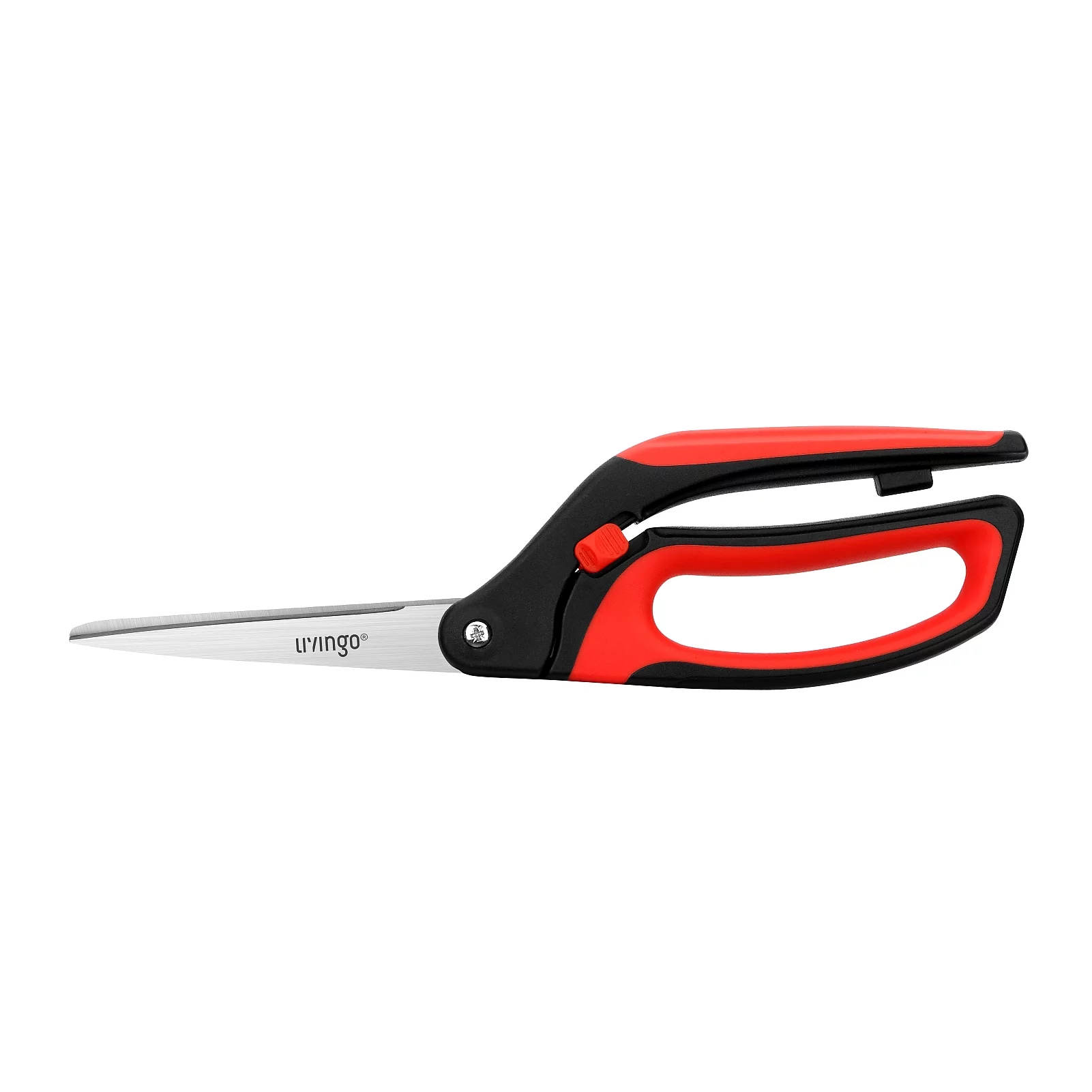 LIVINGO Fabric Spring Scissors, Professional Stainless Steel Heavy Duty Shears for Home Craft Sewing, 10” Red / Black