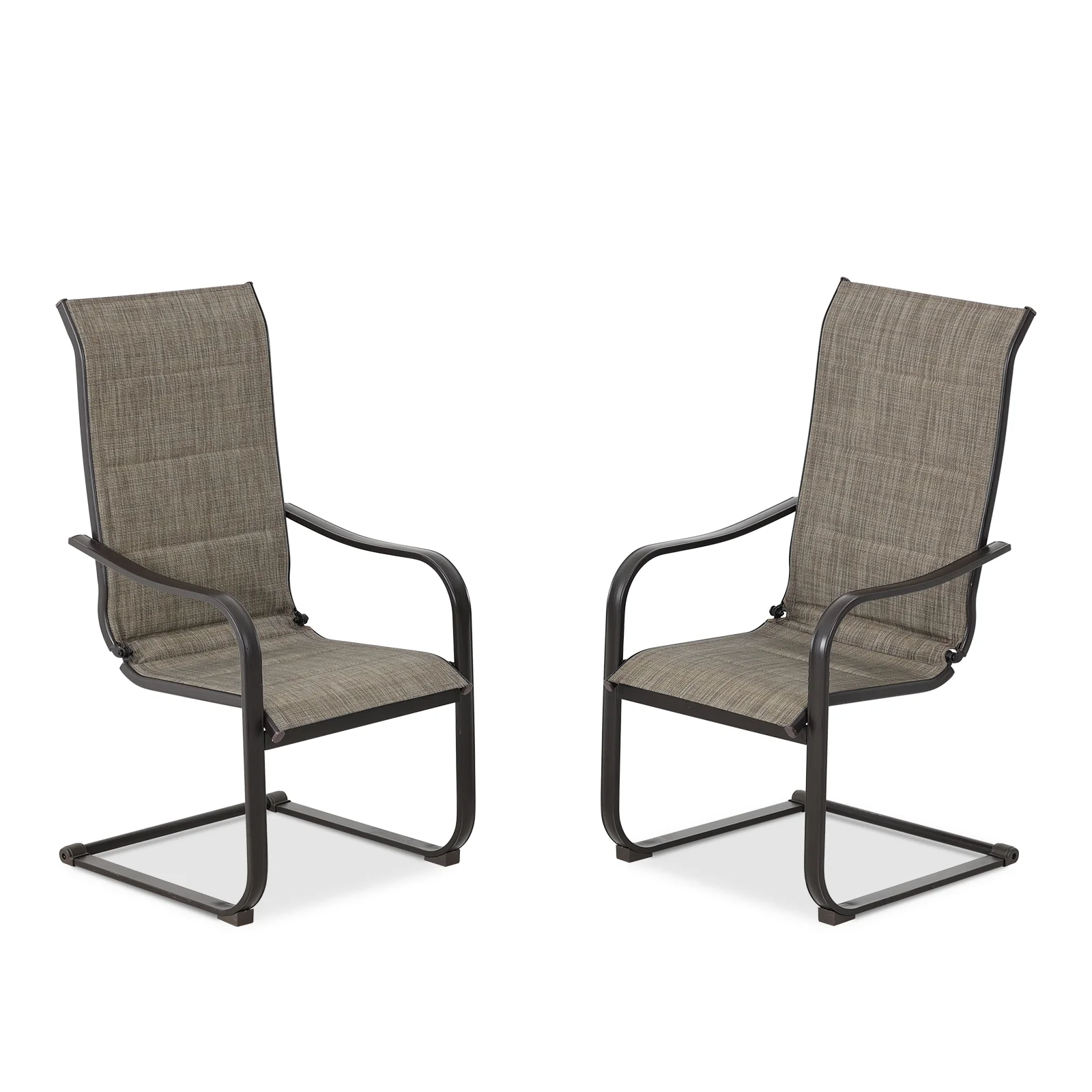 Aoodor 2 Pieces C-spring Motion Patio High Back Dining Chairs in Breathable Padded Textilene Fabric and Sturdy Metal Frame for Patio, Deck and Yard