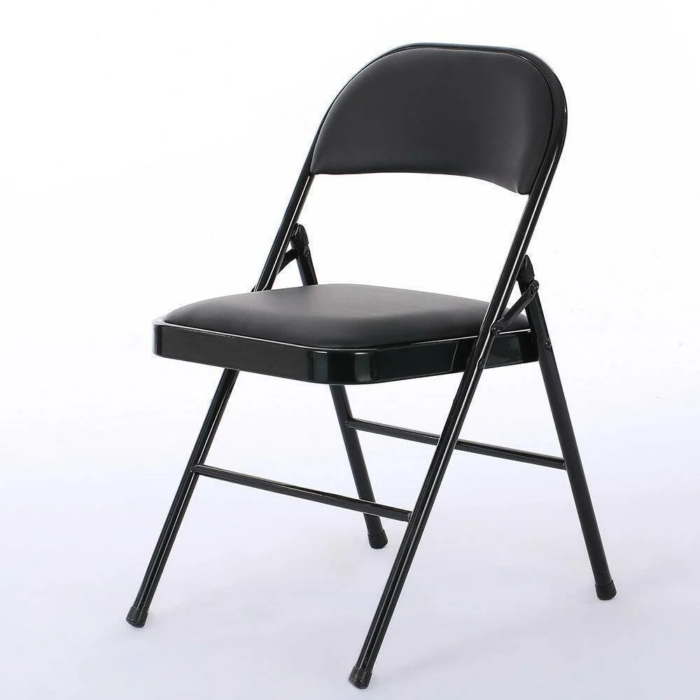 4 Pack Black Padded Folding Chairs Stackable Picnic Party Commercial Set of 4