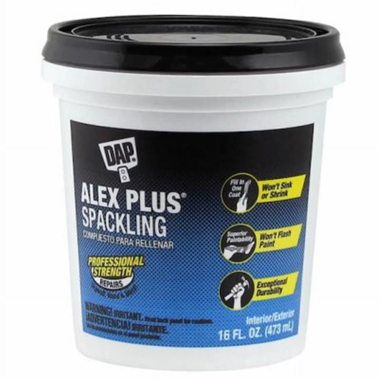 Dap  Professional Strength Alex Plus Spackling, White - 16 oz.