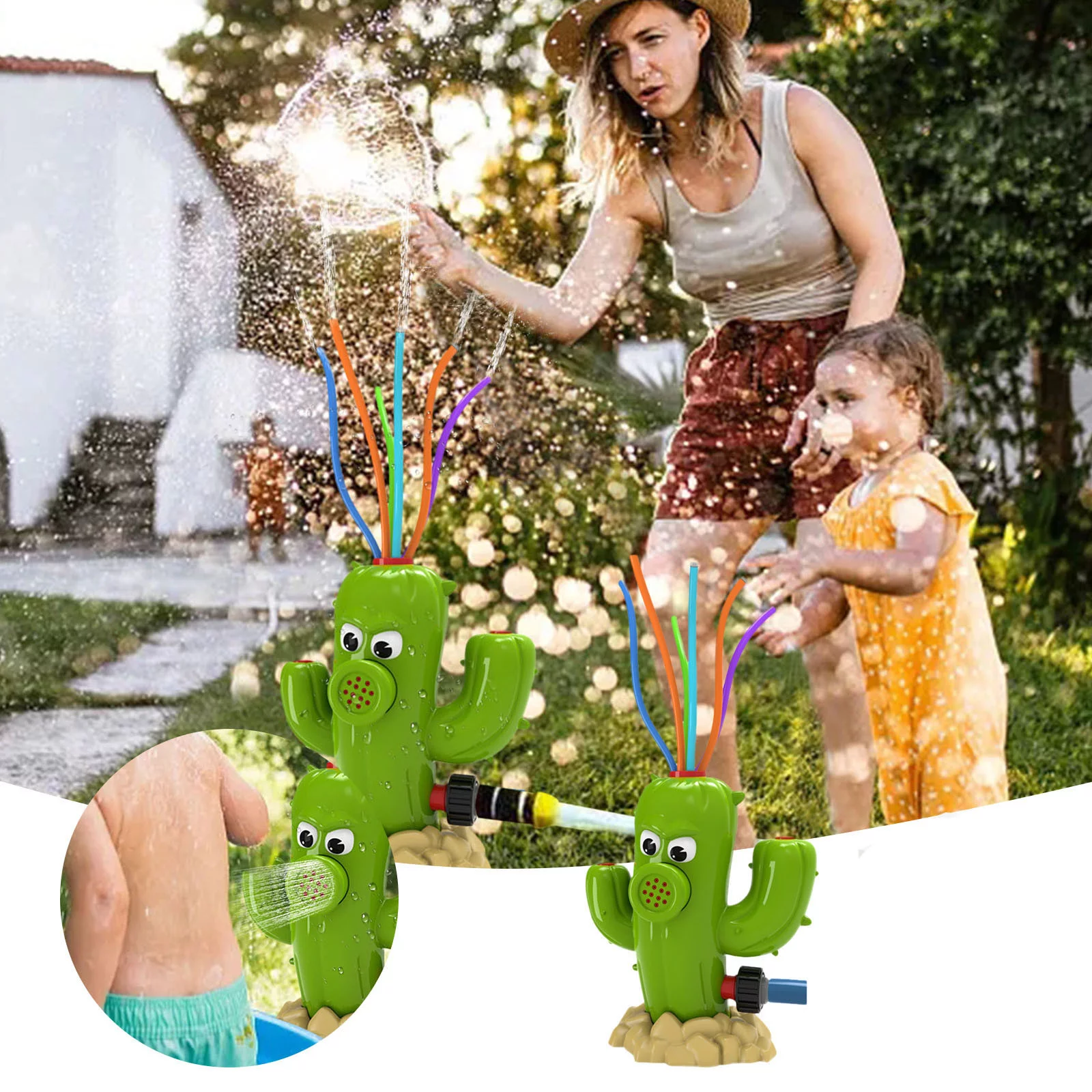 XIANXIAN Rotating Nozzle Cactus Garden Sprinkler 360 Rotating Sprinkler Large Area Coverage Adjustable Weighted Gardening Watering System