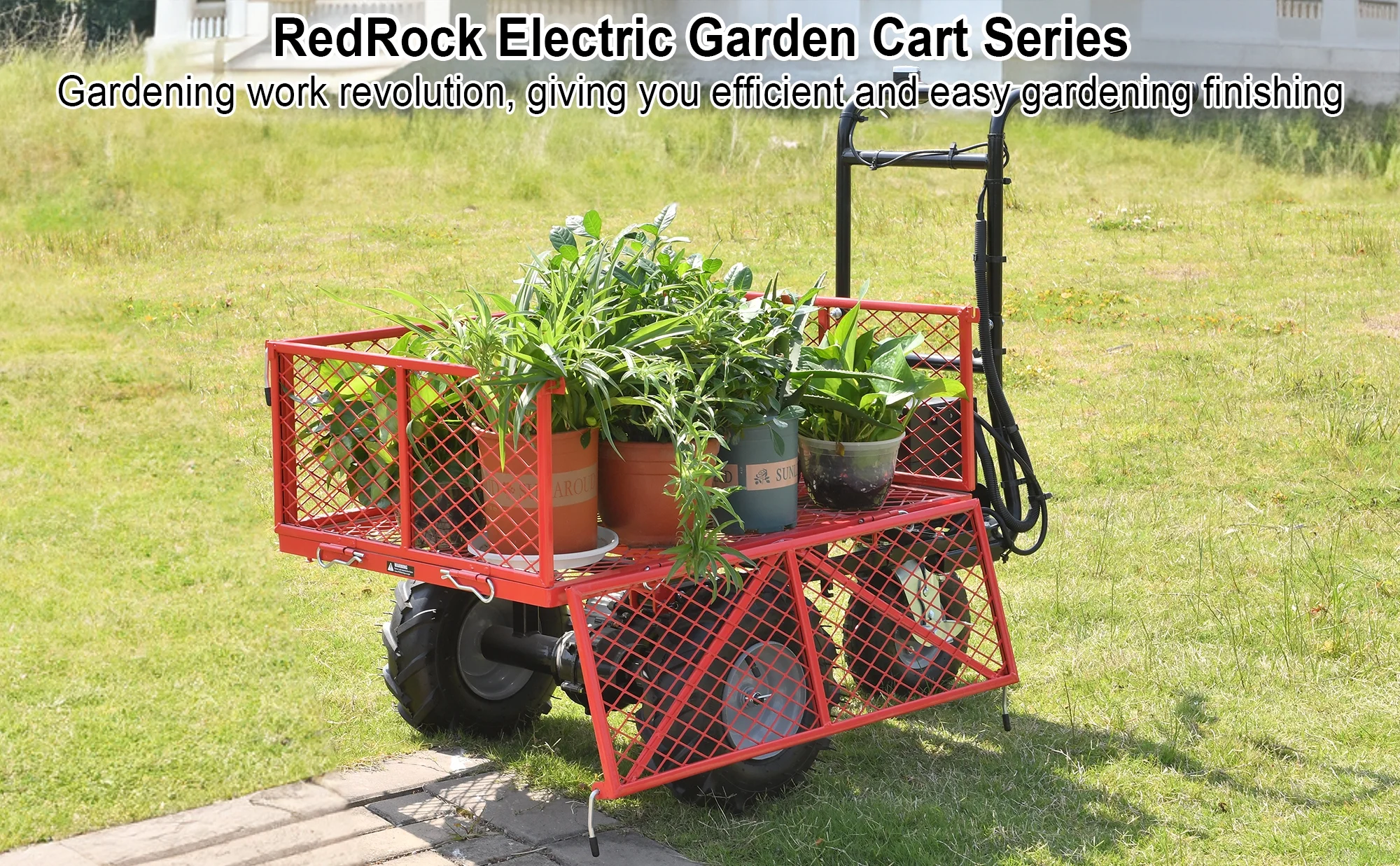 Heavy Duty Electric Powered 48V28Ah Utility Cart with 500lbs Capacity  230kg Material Hauler and 1000lbs Towing - Wheelbarrow
