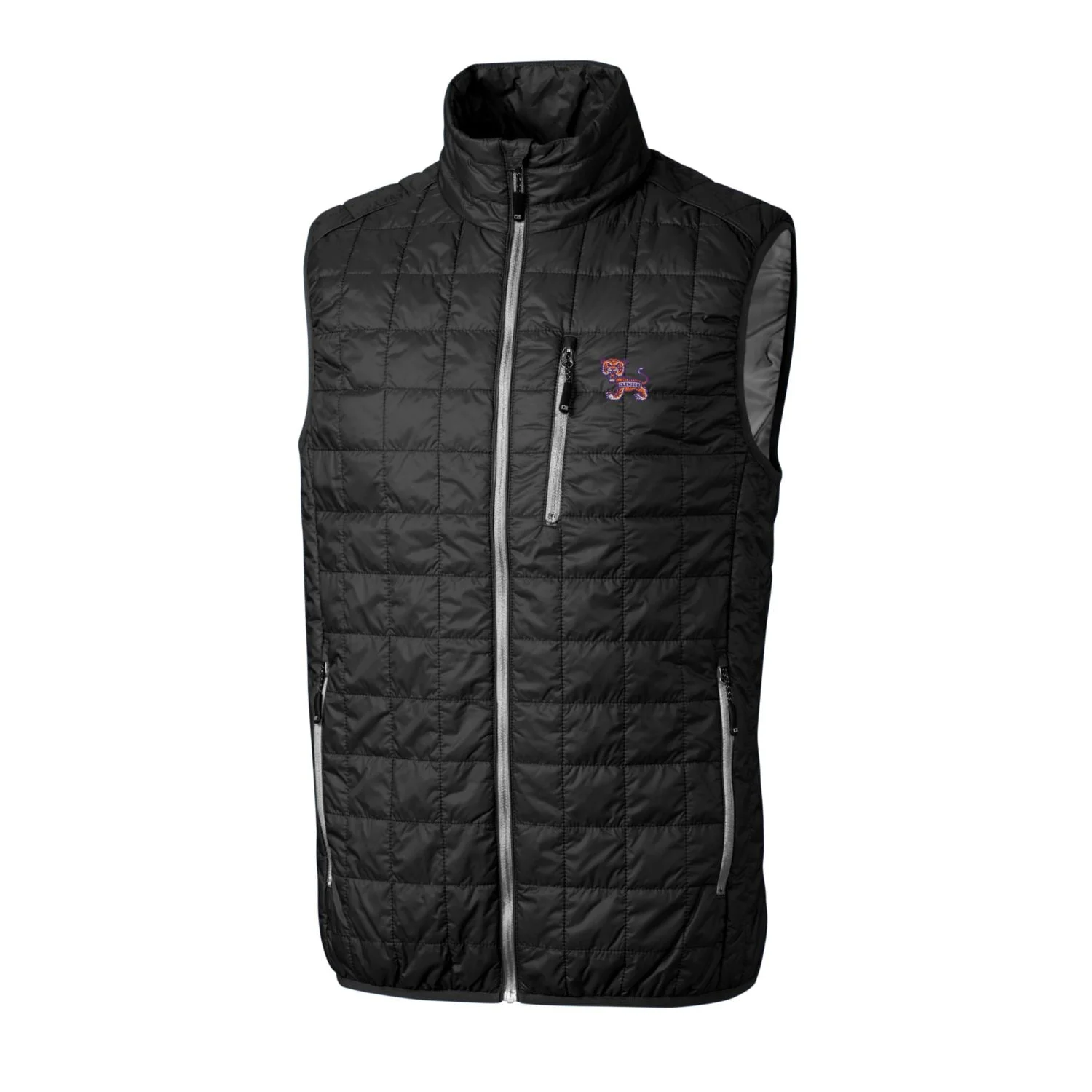 Cutter & Buck Black Clemson Tigers Primary Team Logo Rainier PrimaLoft Eco Insulated Full-Zip Puffer Vest