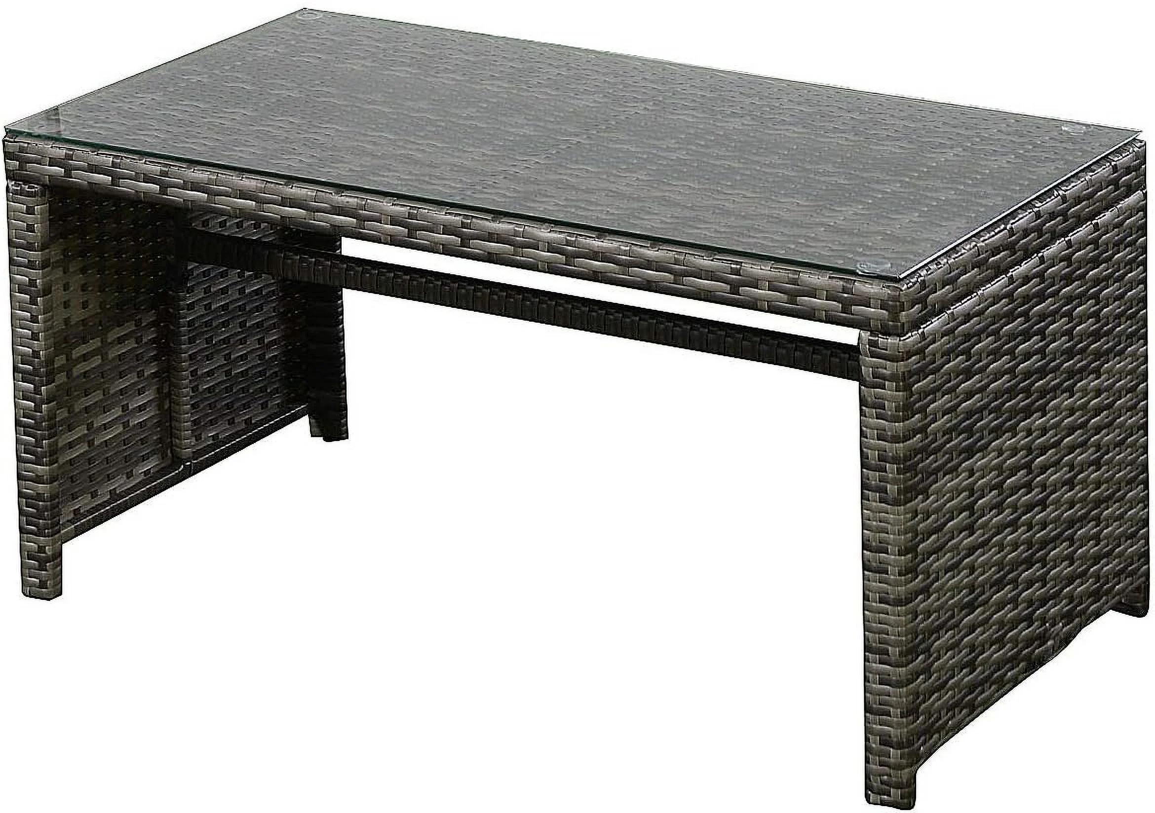 4 PC Rattan Sofa Chair And Table Set, Wicker Patio Conversation Set With Cushioned Chairs And Table