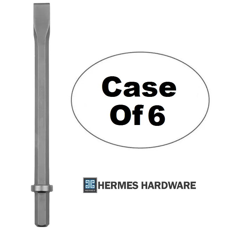 Hermes Hardware  Flat Chisel 1-1/8 Hex Shank (28x520x35mm) Case Of 6Pc for Demolition & Breaker Hammers( $21/each)