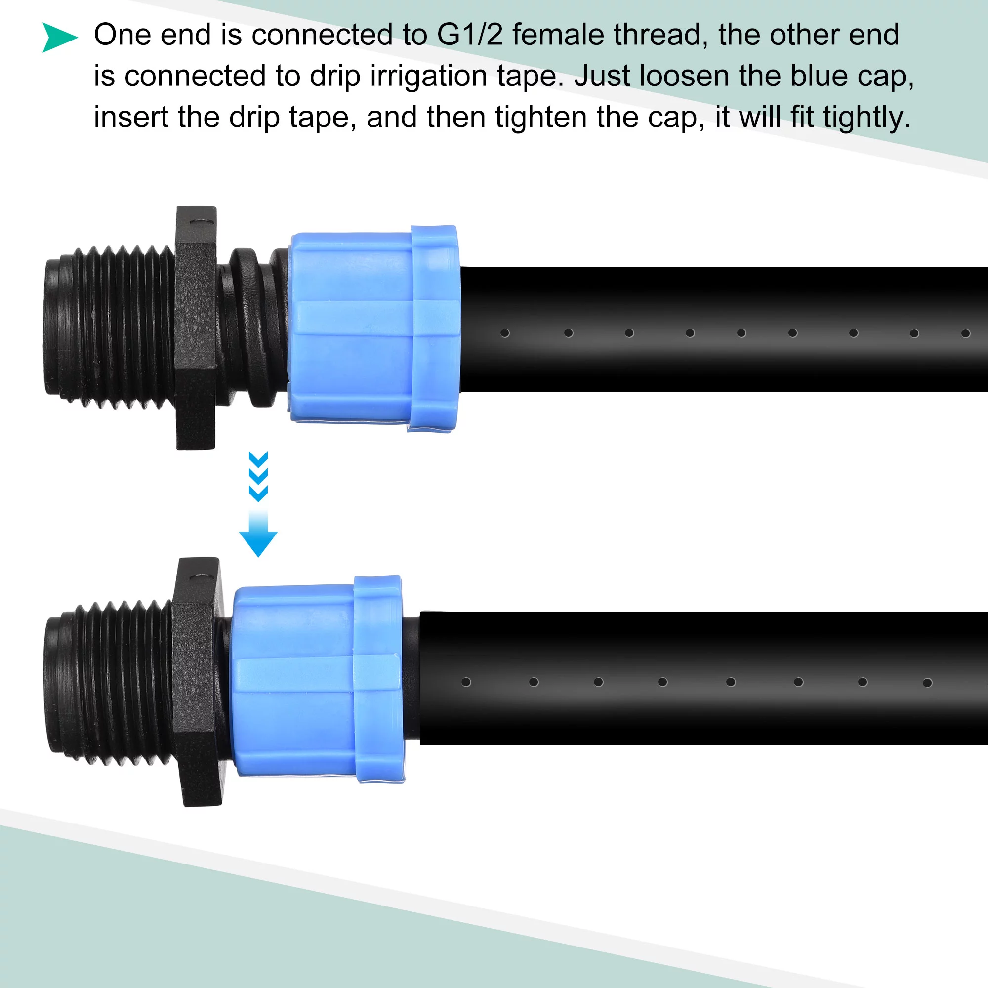 Uxcell Drip Irrigation Coupling G1/2 Male 16mm Barbed Locking Fitting Blue 10 Pack