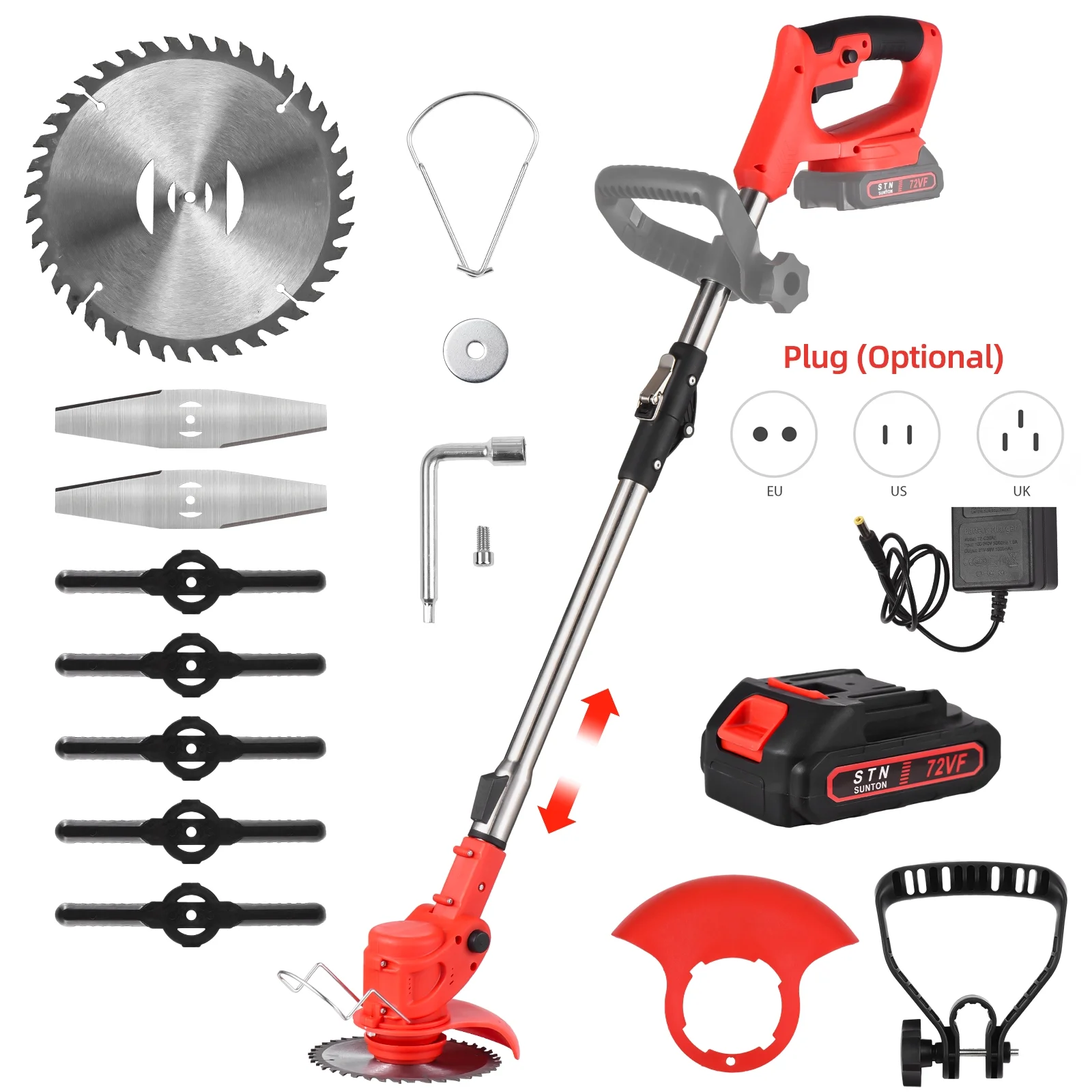 Electric Lawn Mower,Tool Adjustable With Weed Eater Types Lawn Weed 72v 2000mah Battery Powered Eater 1500mah Lawn 1 Battery / Weed Qisuo Weed 3 Types Lawn And With 1 Types Adjustable Weed