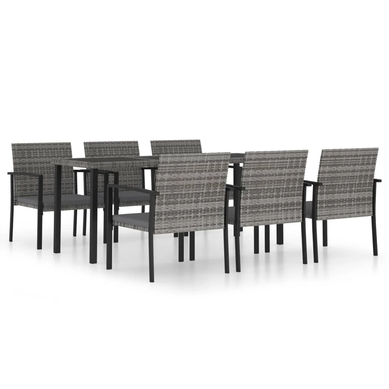 Suzicca 7 Piece Patio Dining Set Poly Rattan Gray