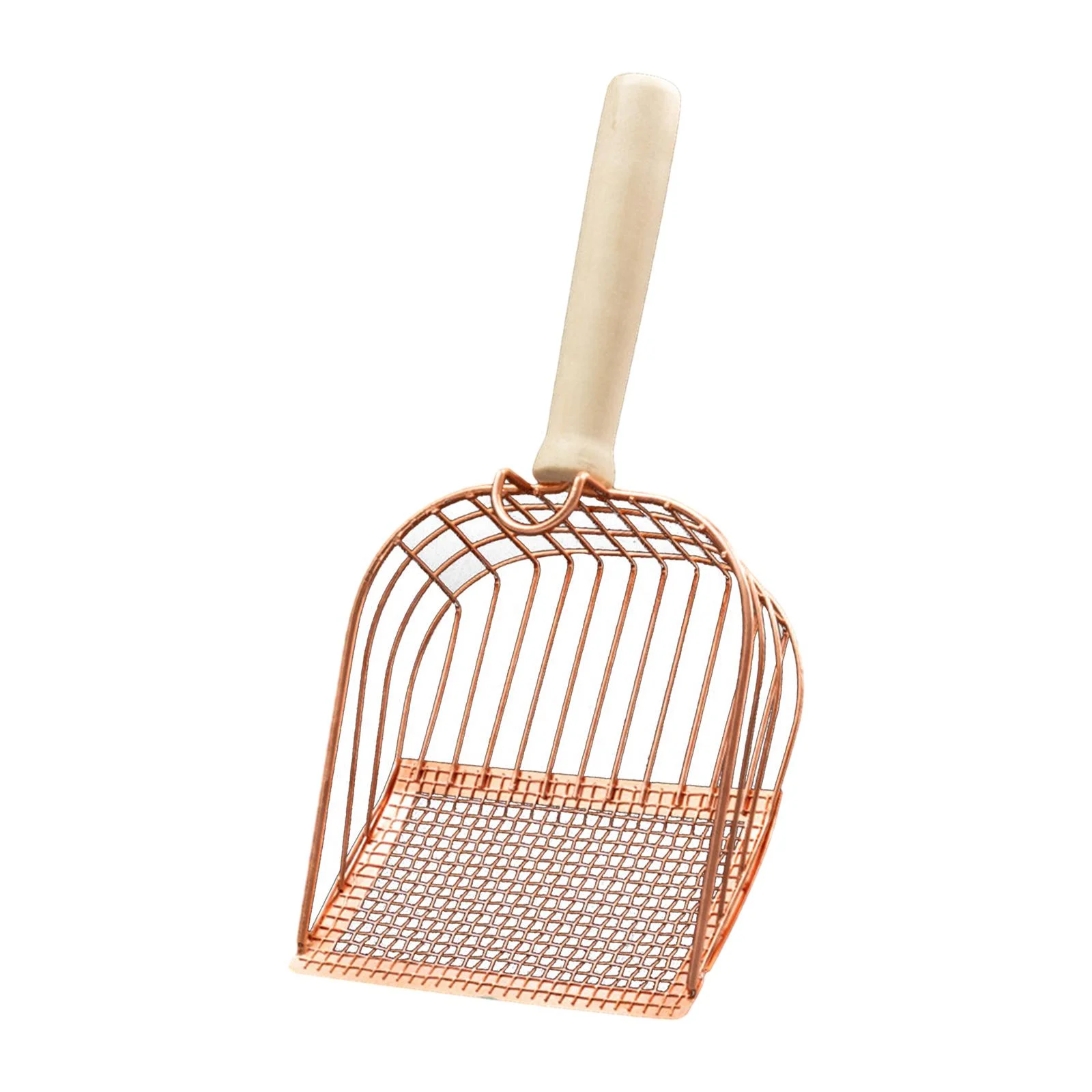 TOOYFUL Metal Litter Scooper, Nonstick Pet Litter Scoops with Wood Handle, Substrate Scoops, Cat Litter Shovels, Cat Litter Scoops Rose Gold