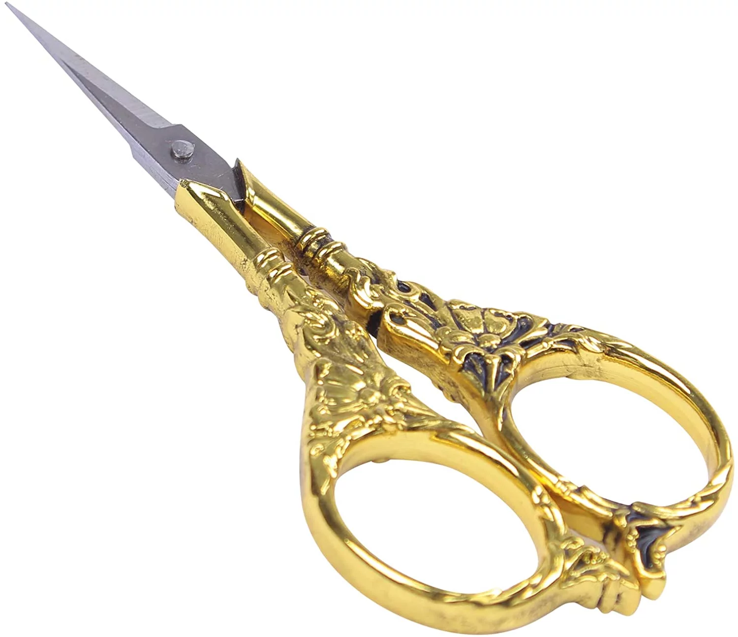 NAMZI Vintage European Style Scissors Stainless Steel for Cross Stitch Cutting Embroidery Sewing Handcraft Craft Art Work DIY Tool(Gold)