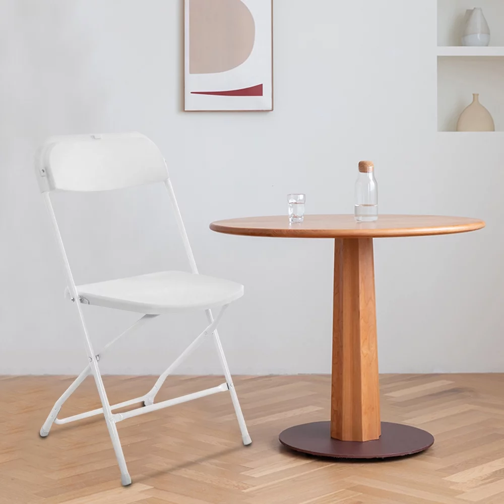 Set of 10 White Classic Plastic Folding Garden Chairs - Lightweight, Durable, Easy to Store - Ideal for Outdoor Events and Picnics