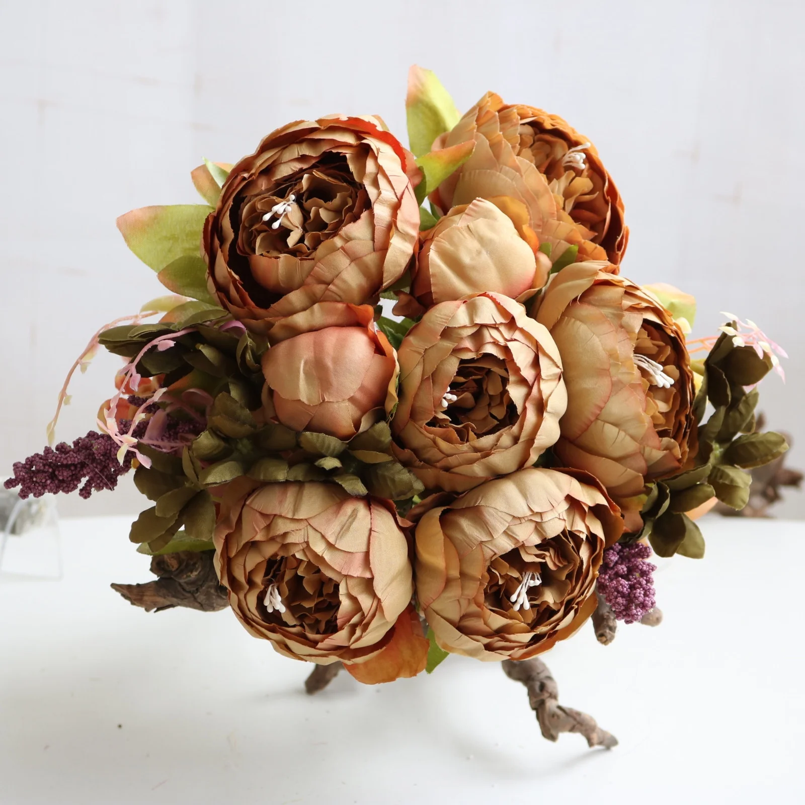 Yeetfub Fake Flowers for Outdoors Peony Core Simulation Flower Home Decoration Peony Valentine's Day Rose Wedding Hand Holding Flowers Decor Decoration for Wedding Home Faux Flowers Bulk