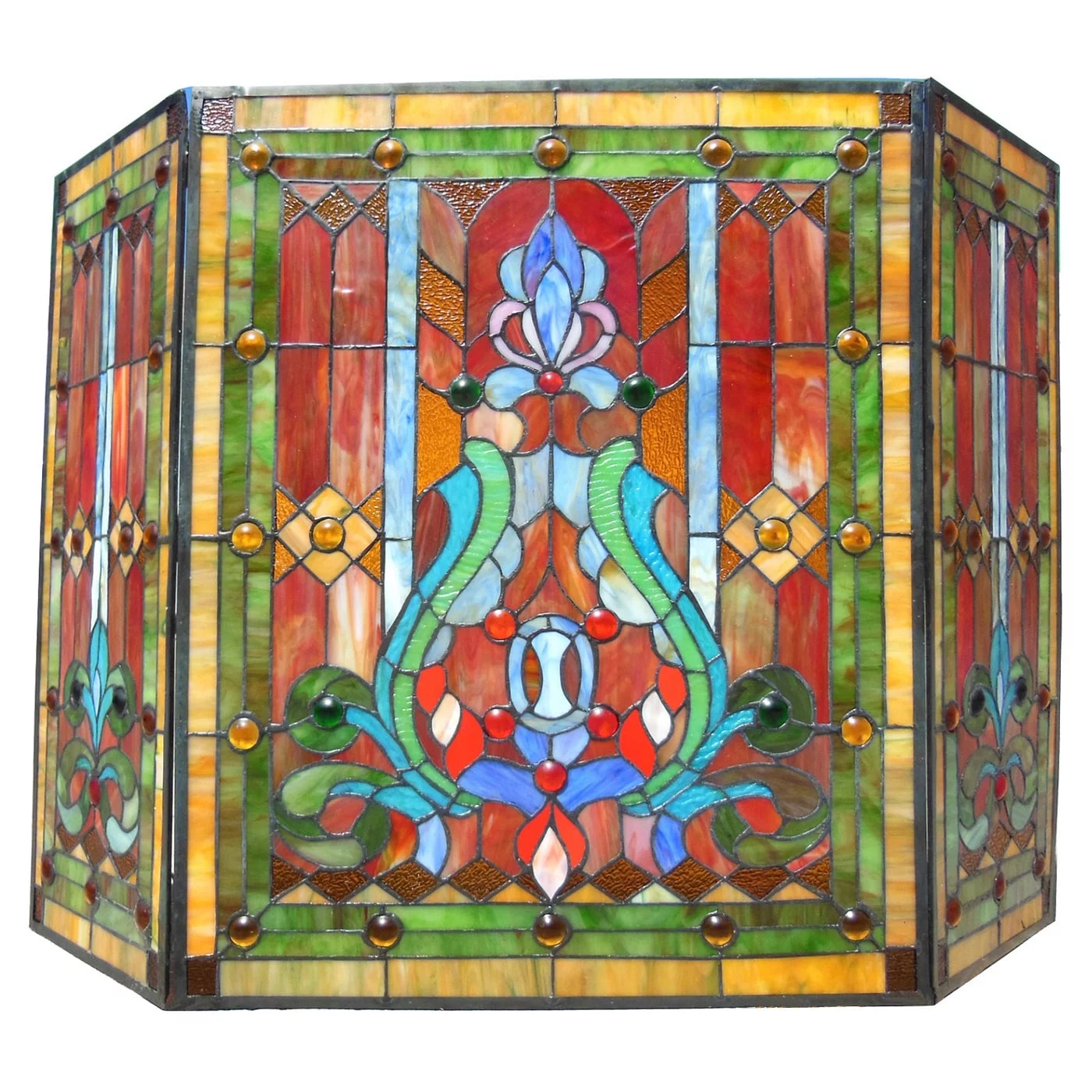 Chloe Lighting Victorian Stained Glass Fireplace Screen