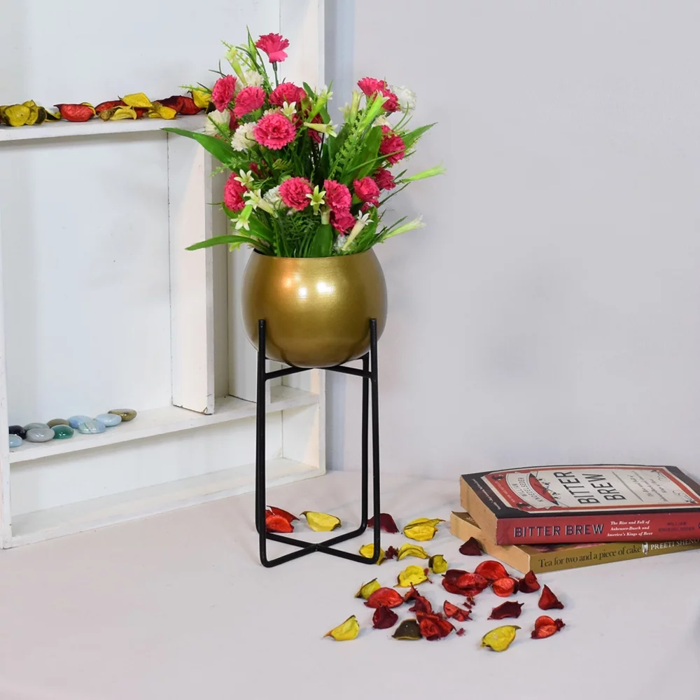 BBH Homes Handmade Round Shaped Iron Planters 10.5 x 5.2 x5.2 Inch BBVK1004