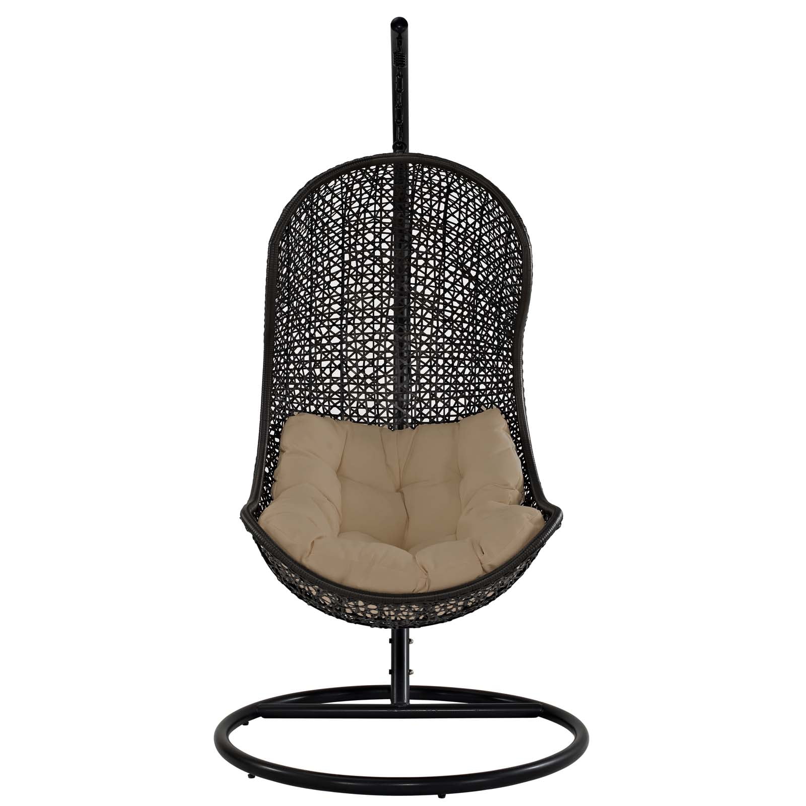 Modway Parlay Swing Outdoor Patio Fabric Lounge Chair in Espresso Beige